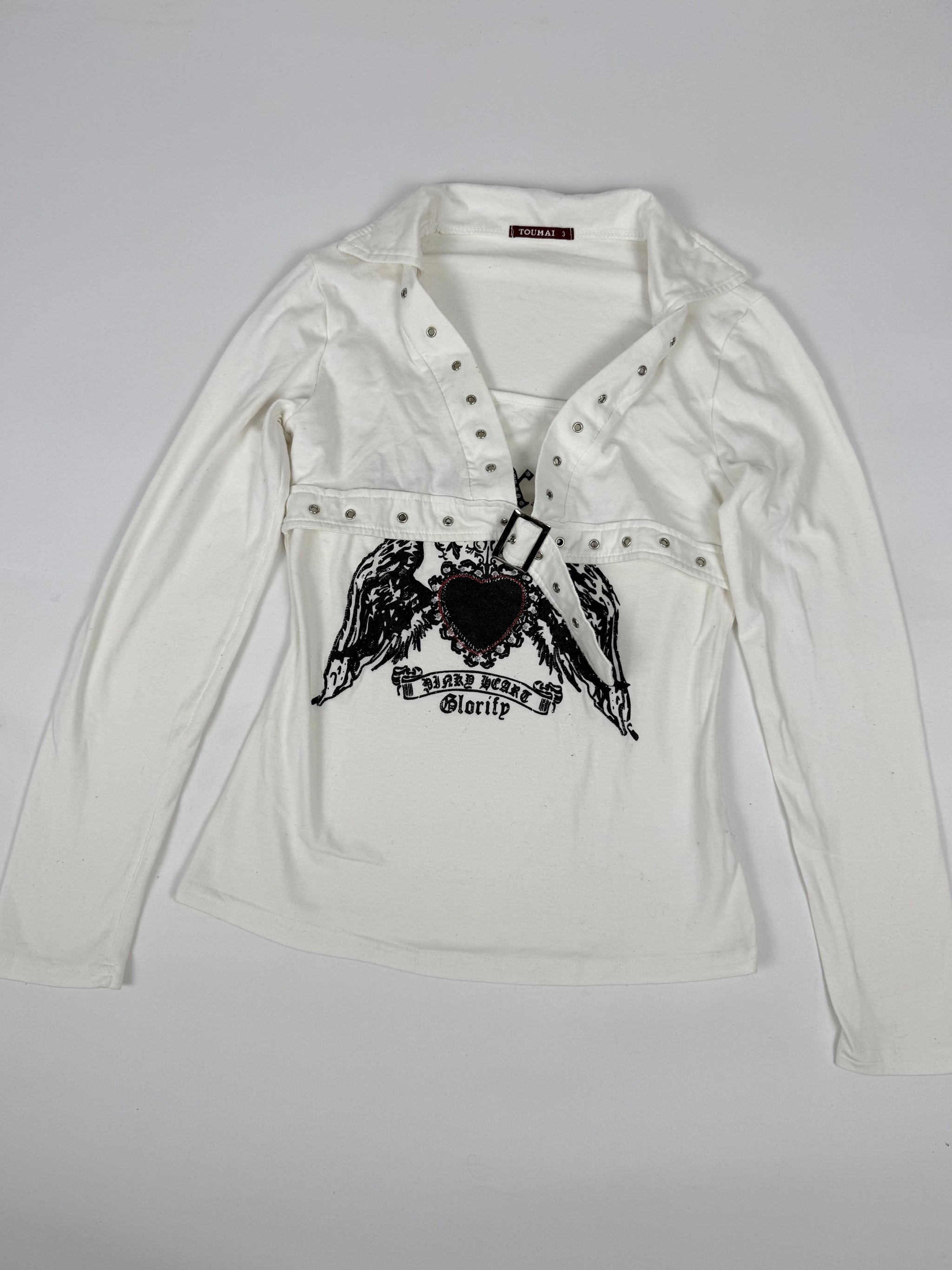 White graphic long sleeves top (M)