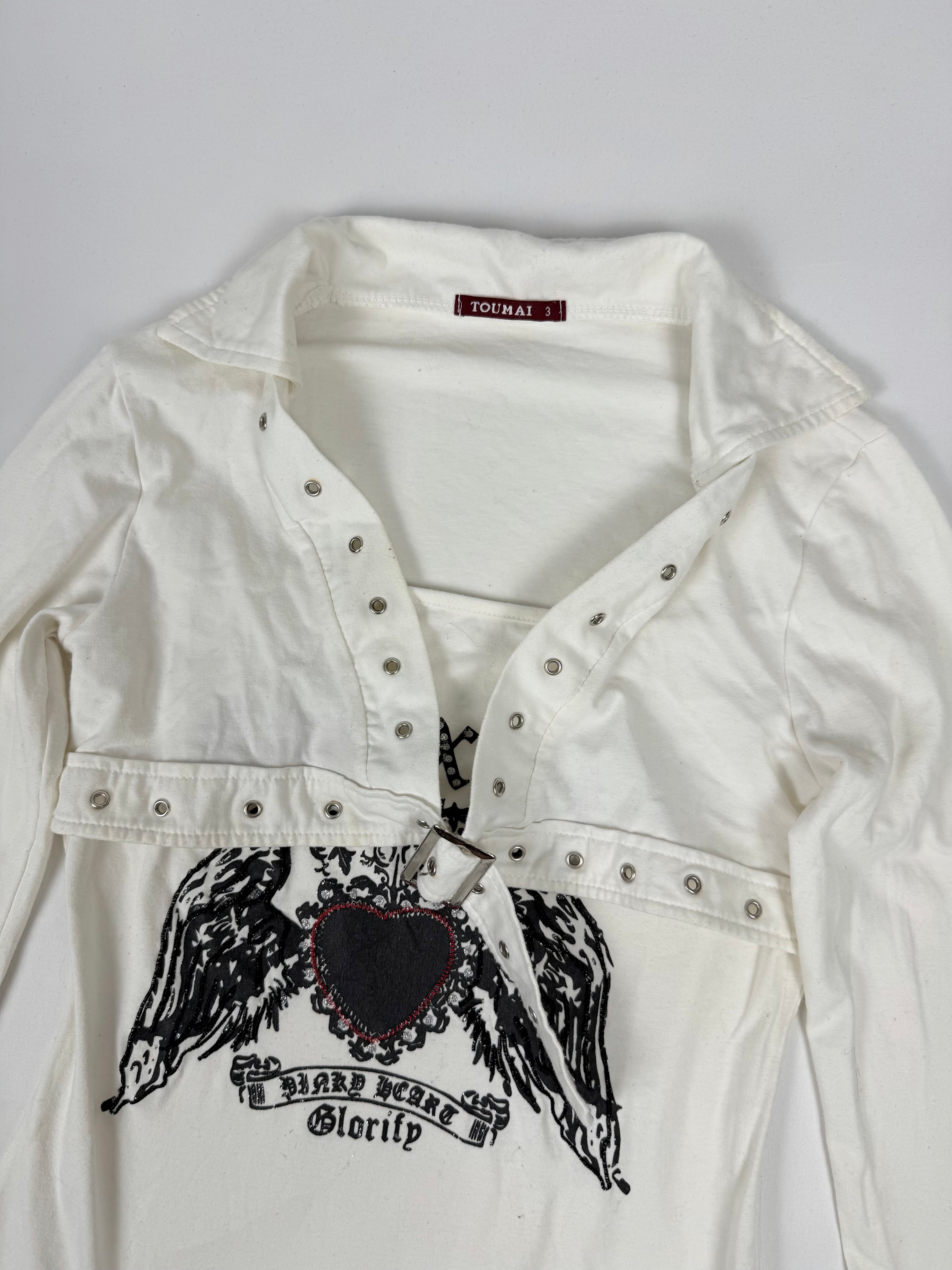 White graphic long sleeves top (M)