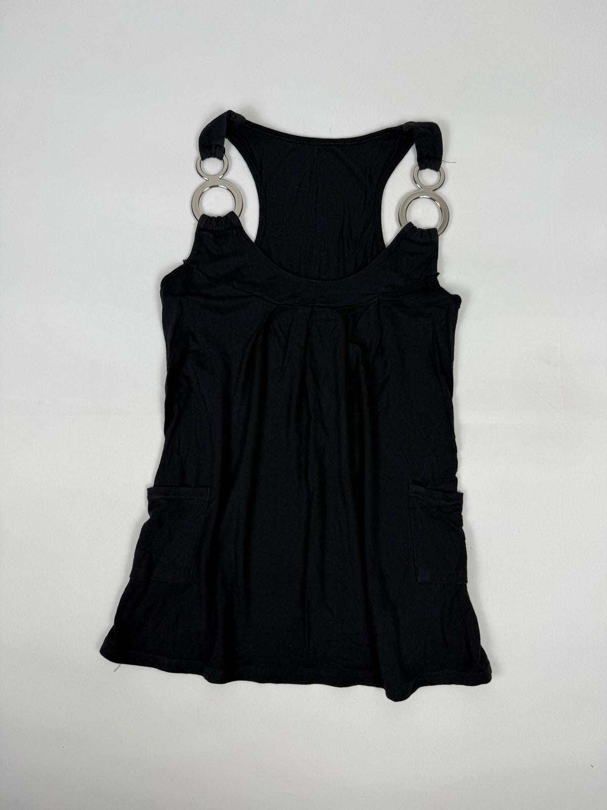 Black tank top with silver rings (S)