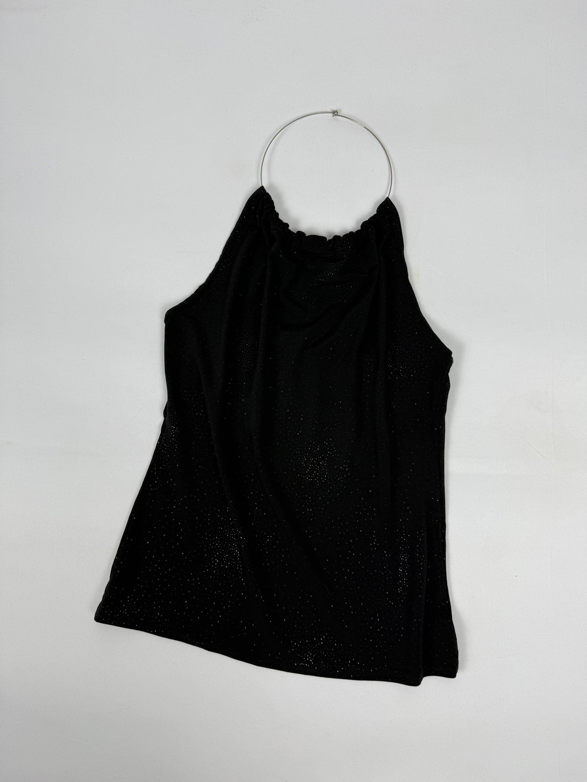 Black halter top with silver ring (M)
