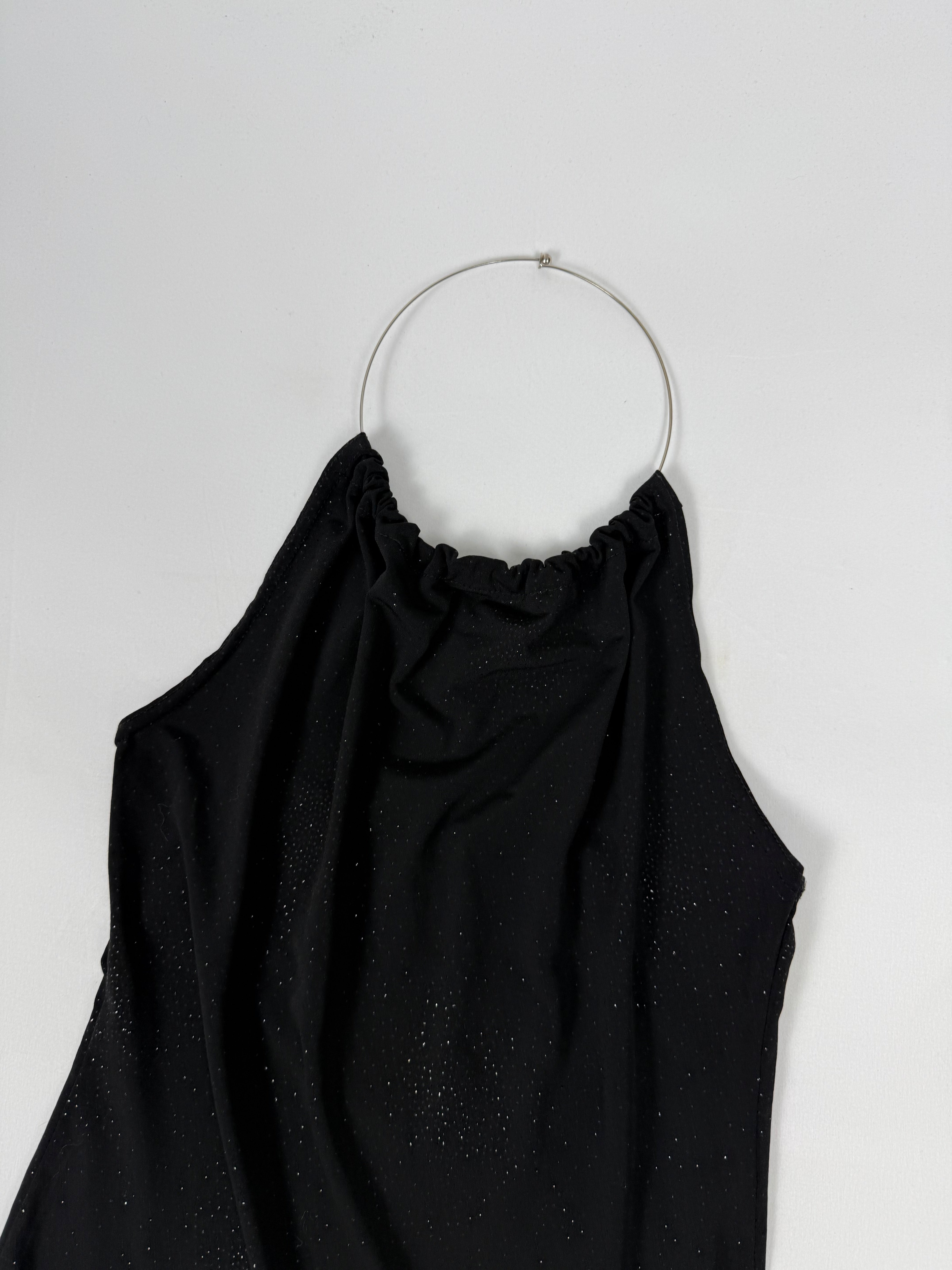 Black halter top with silver ring (M)