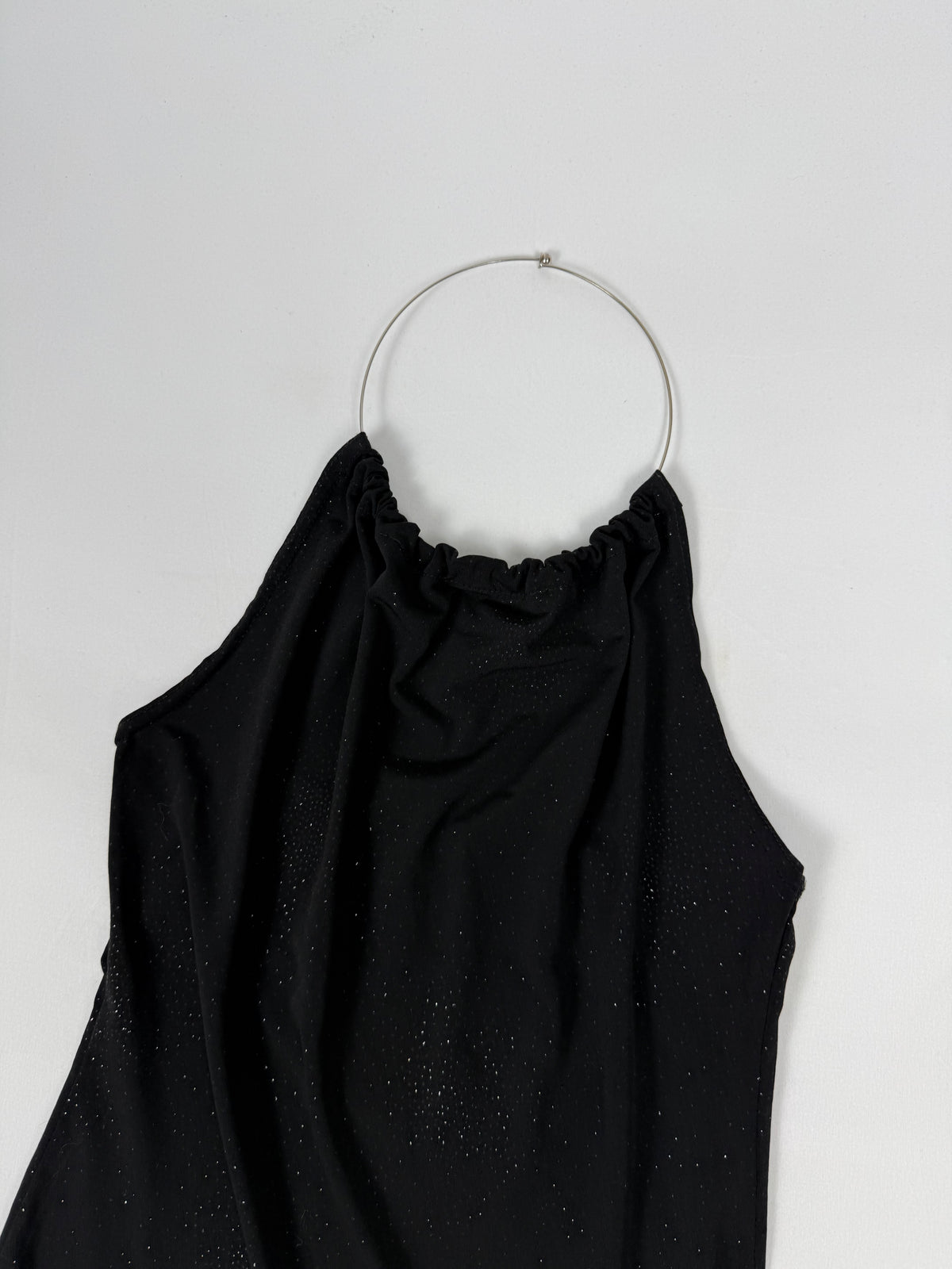 Black halter top with silver ring (M)