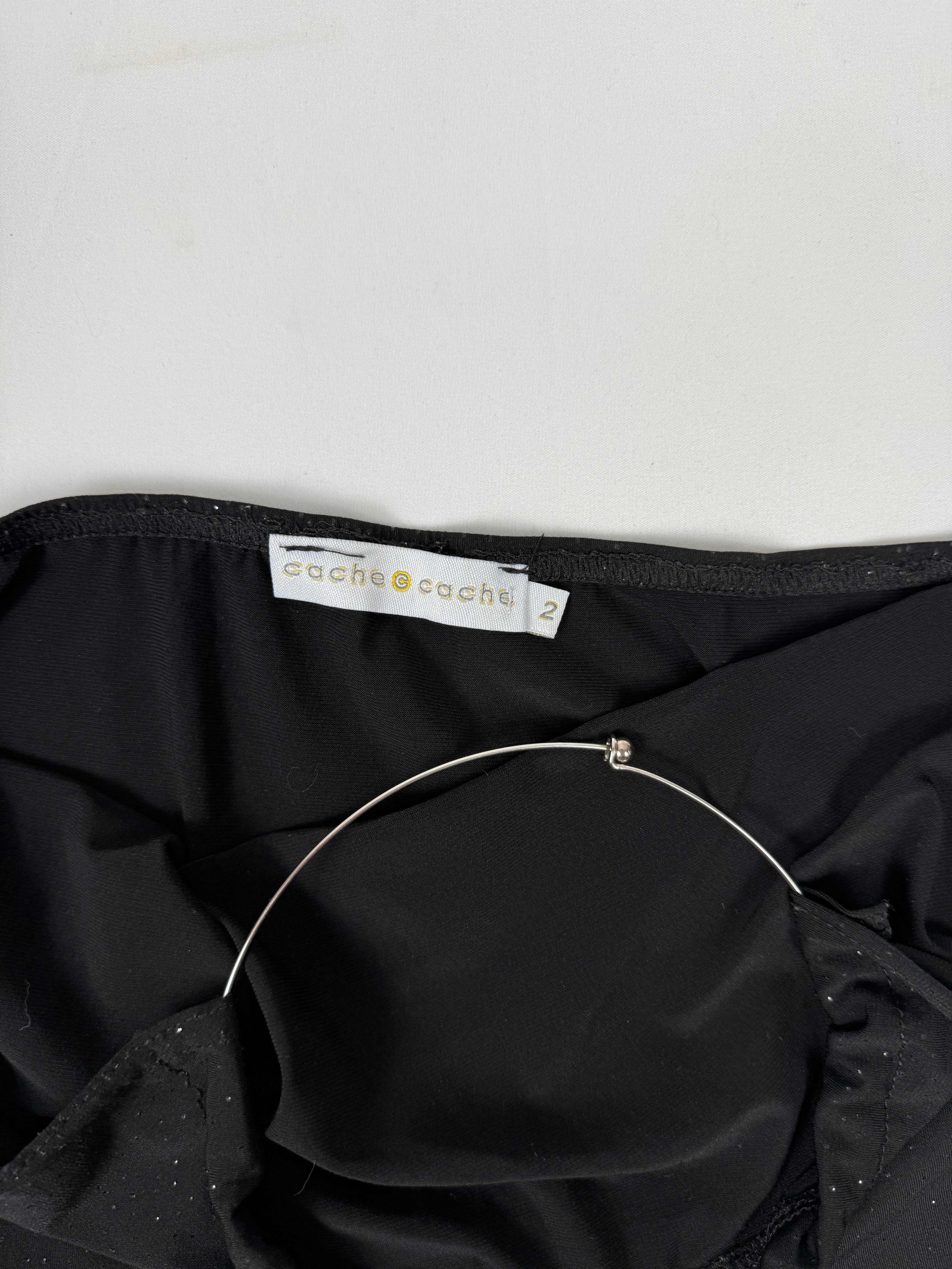 Black halter top with silver ring (M)
