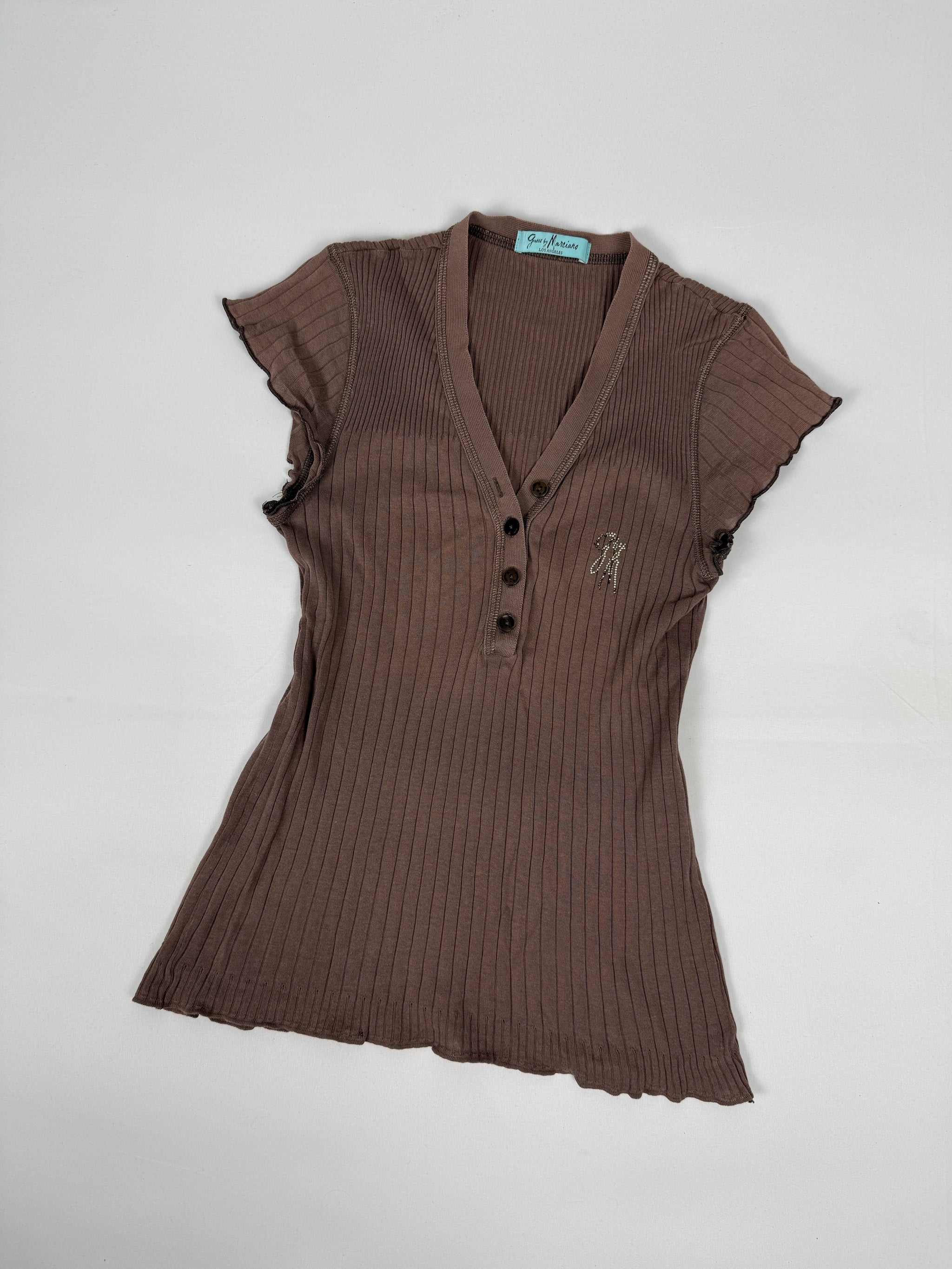 Brown tight fit cotton tee (S)