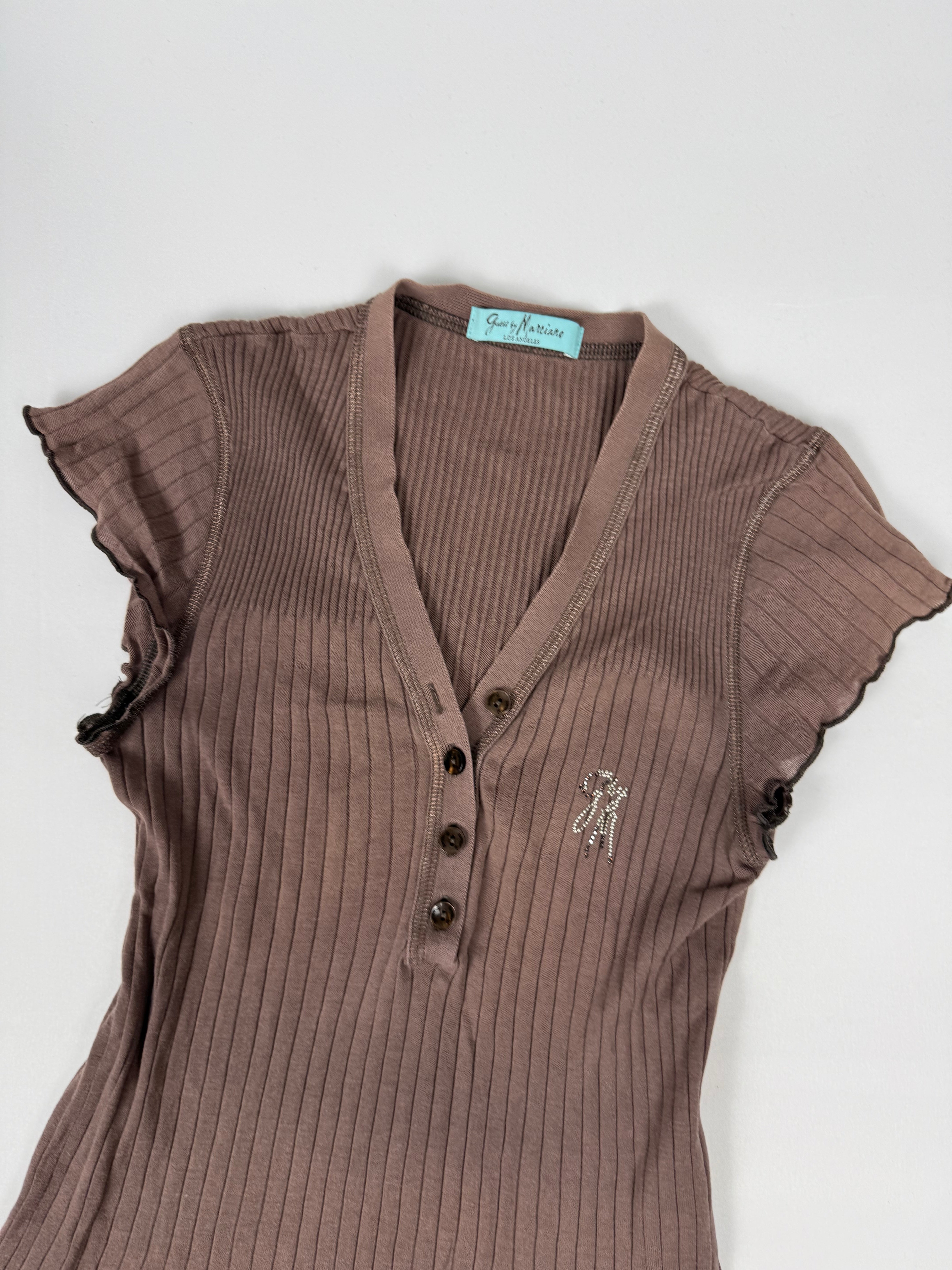 Brown tight fit cotton tee (S)