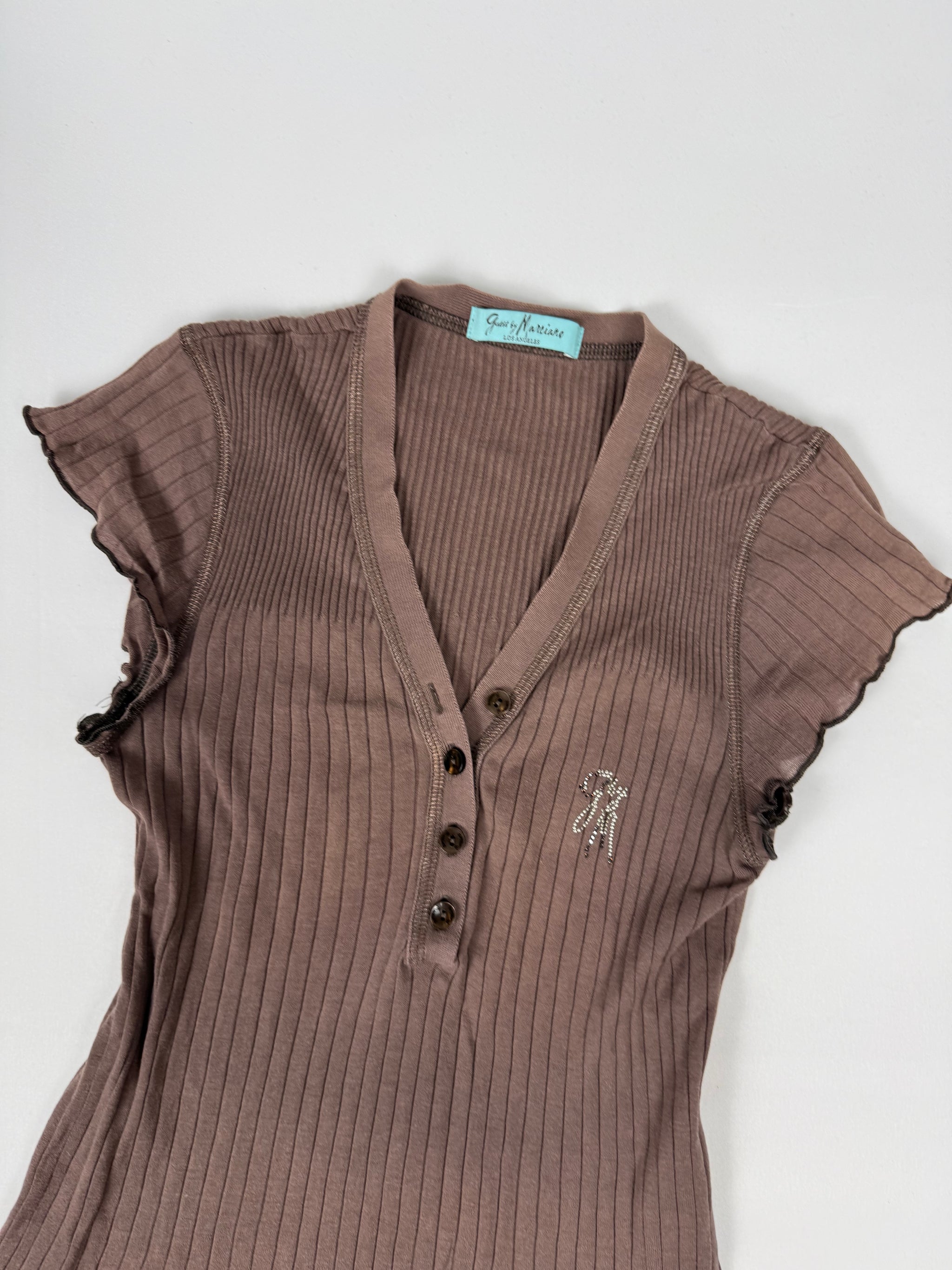Brown tight fit cotton tee (S)