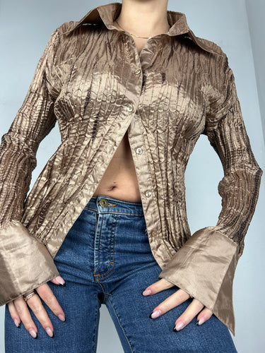 Gold ruched long sleeves shirt (One size)