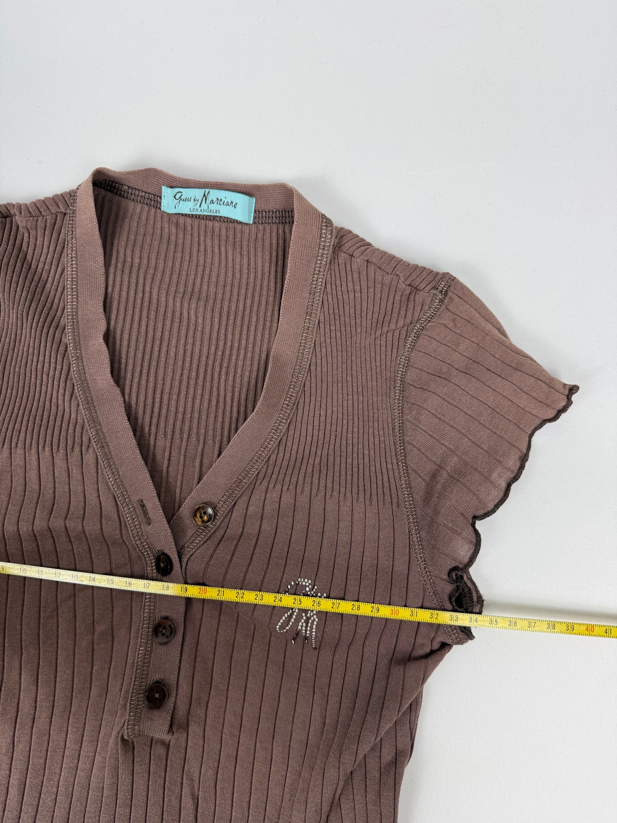 Brown tight fit cotton tee (S)