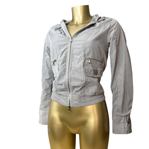 Grey windbreaker zip up biker jacket (XL)