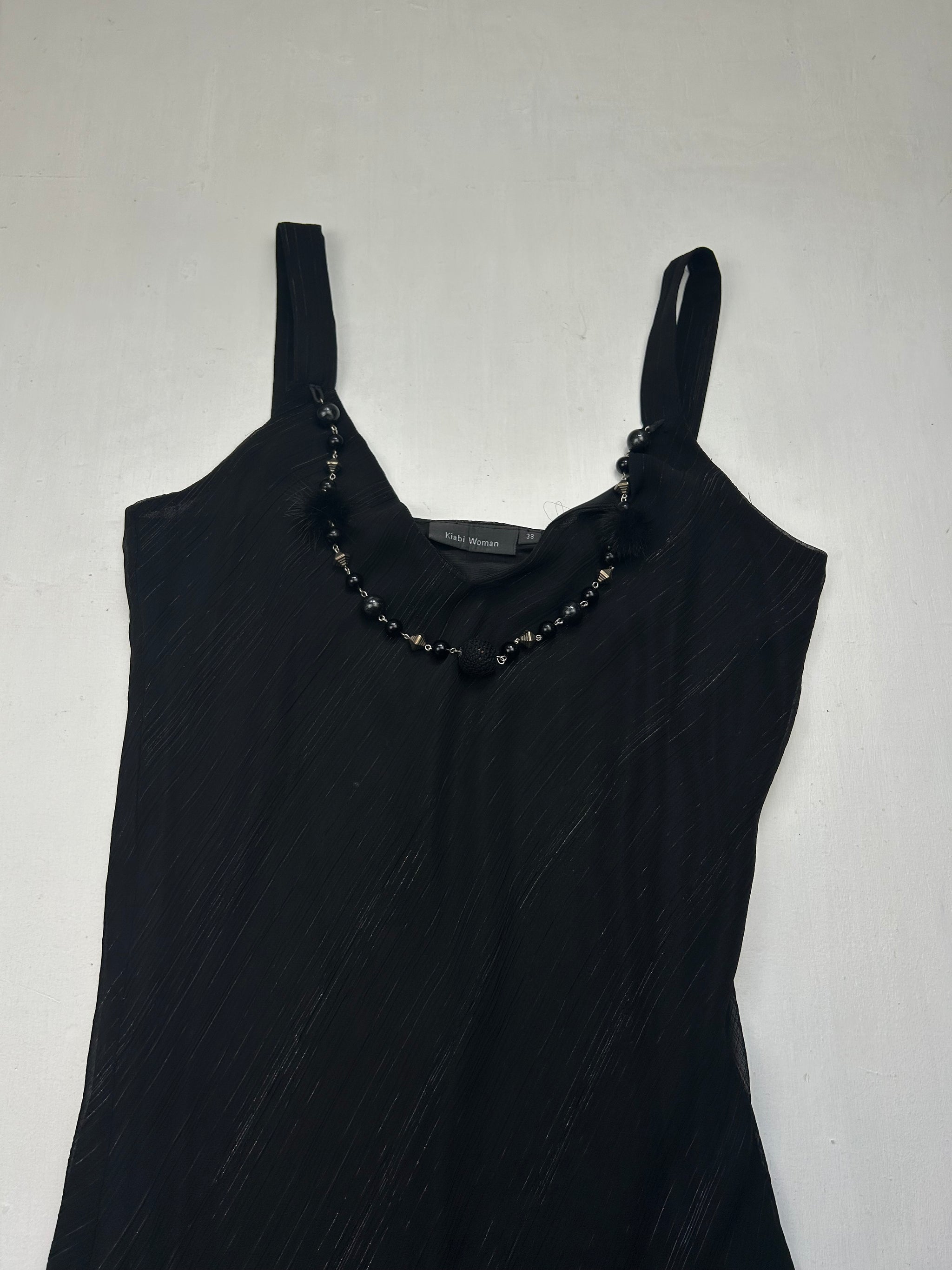 Black mesh lined maxi dress (S/M)