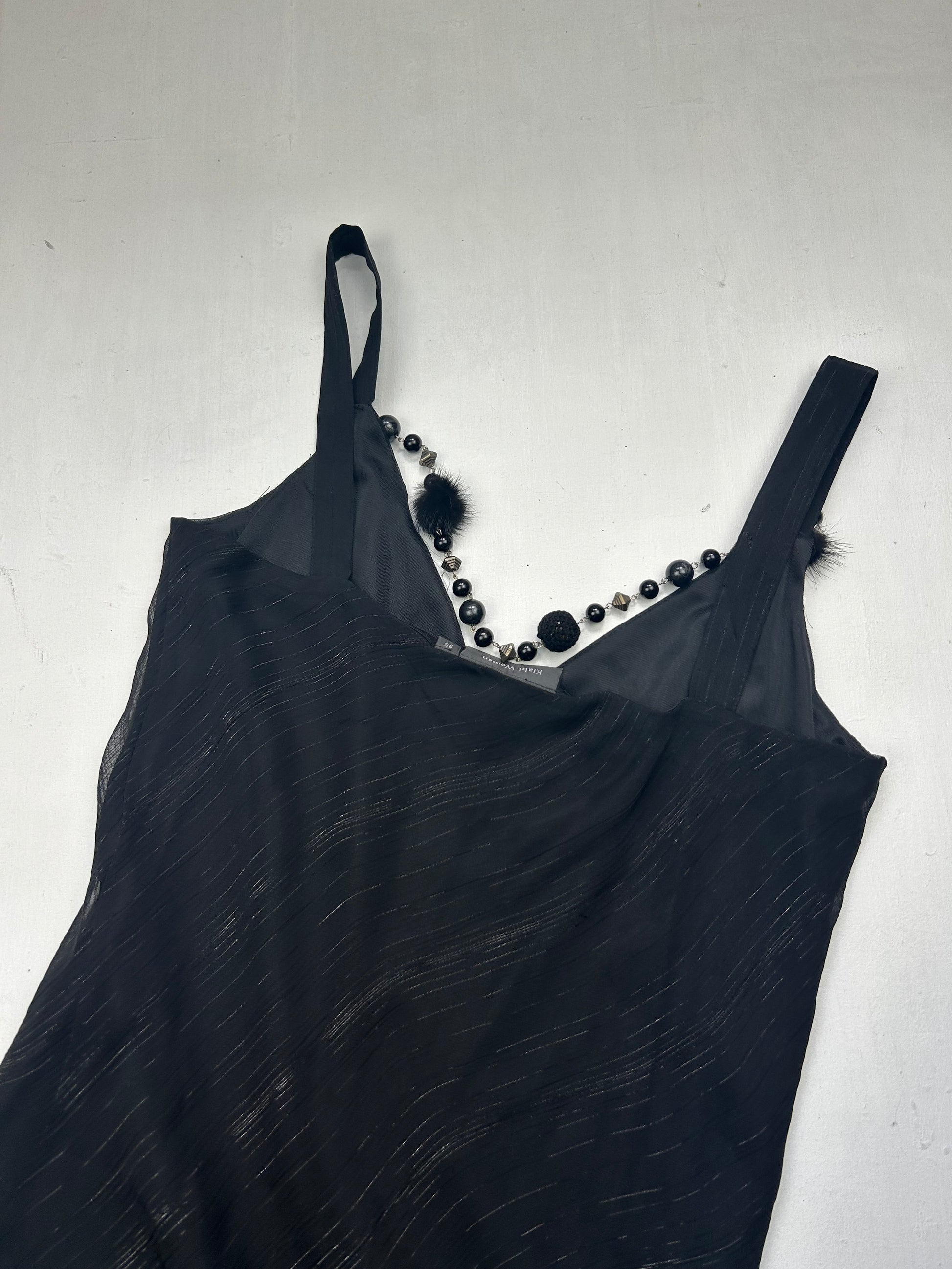 Black mesh lined maxi dress (S/M)