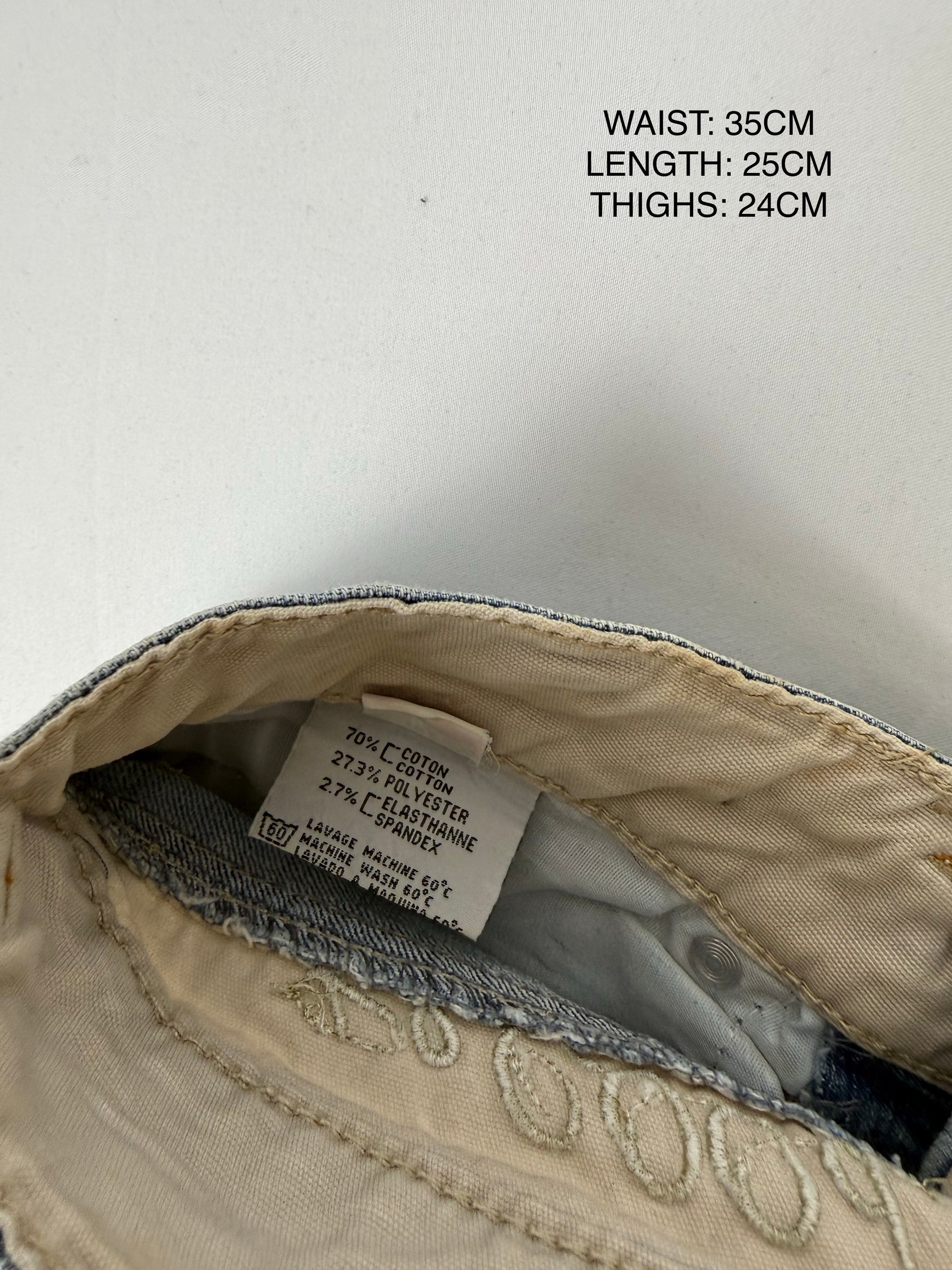 Blue denim mini short (S)