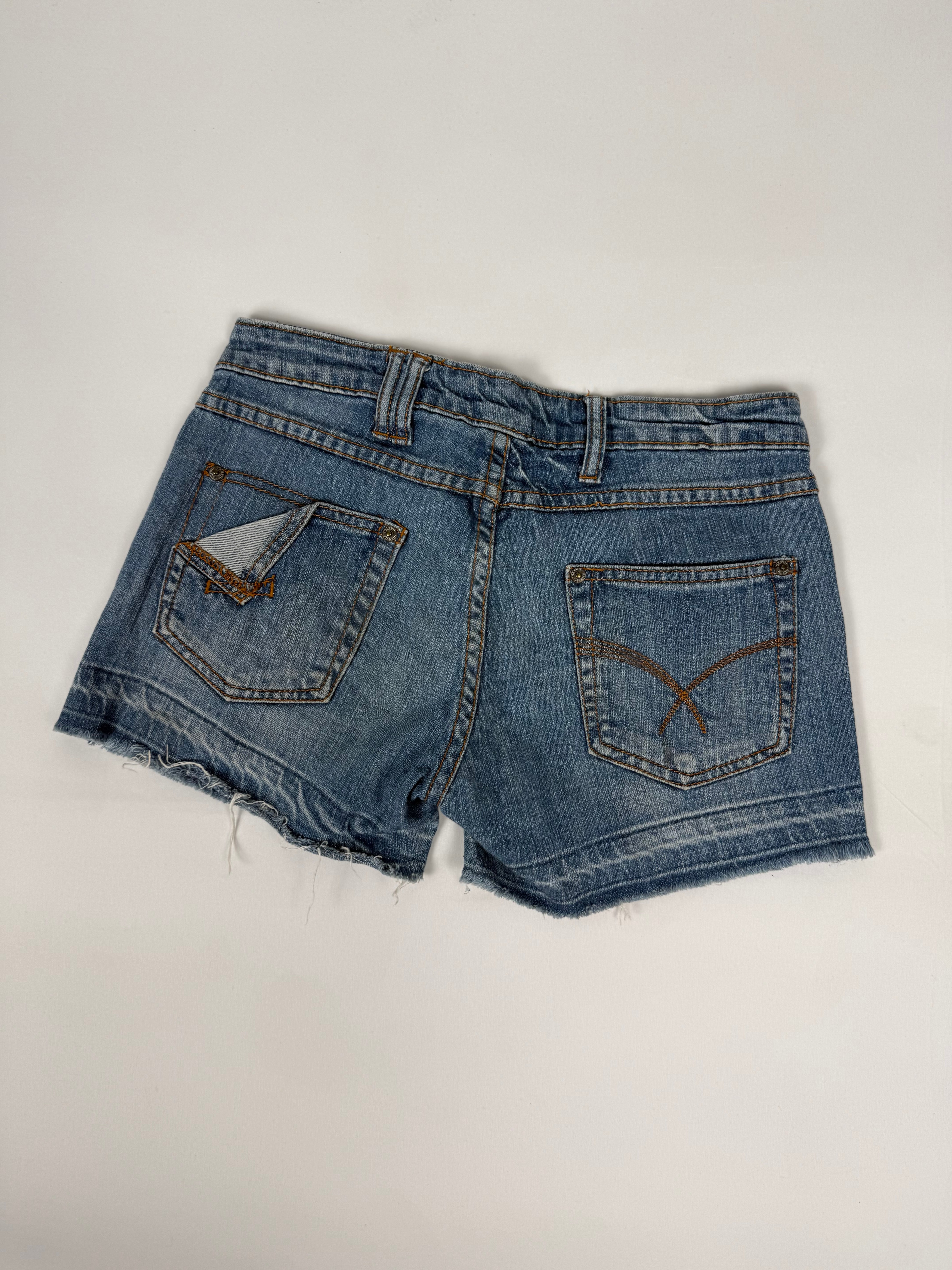 Blue denim mini short (S)