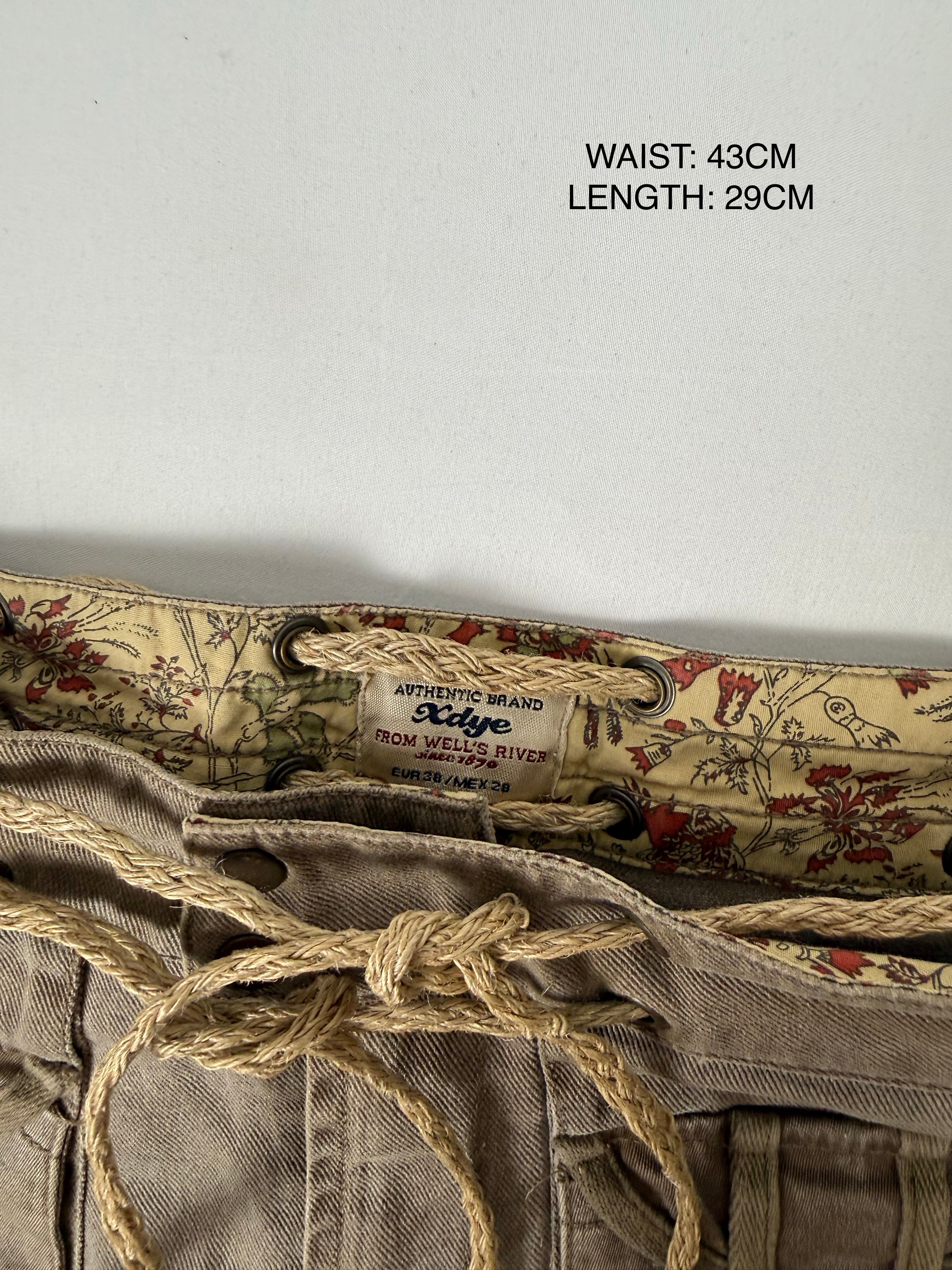 Khaki denim low rise mini skirt (M)