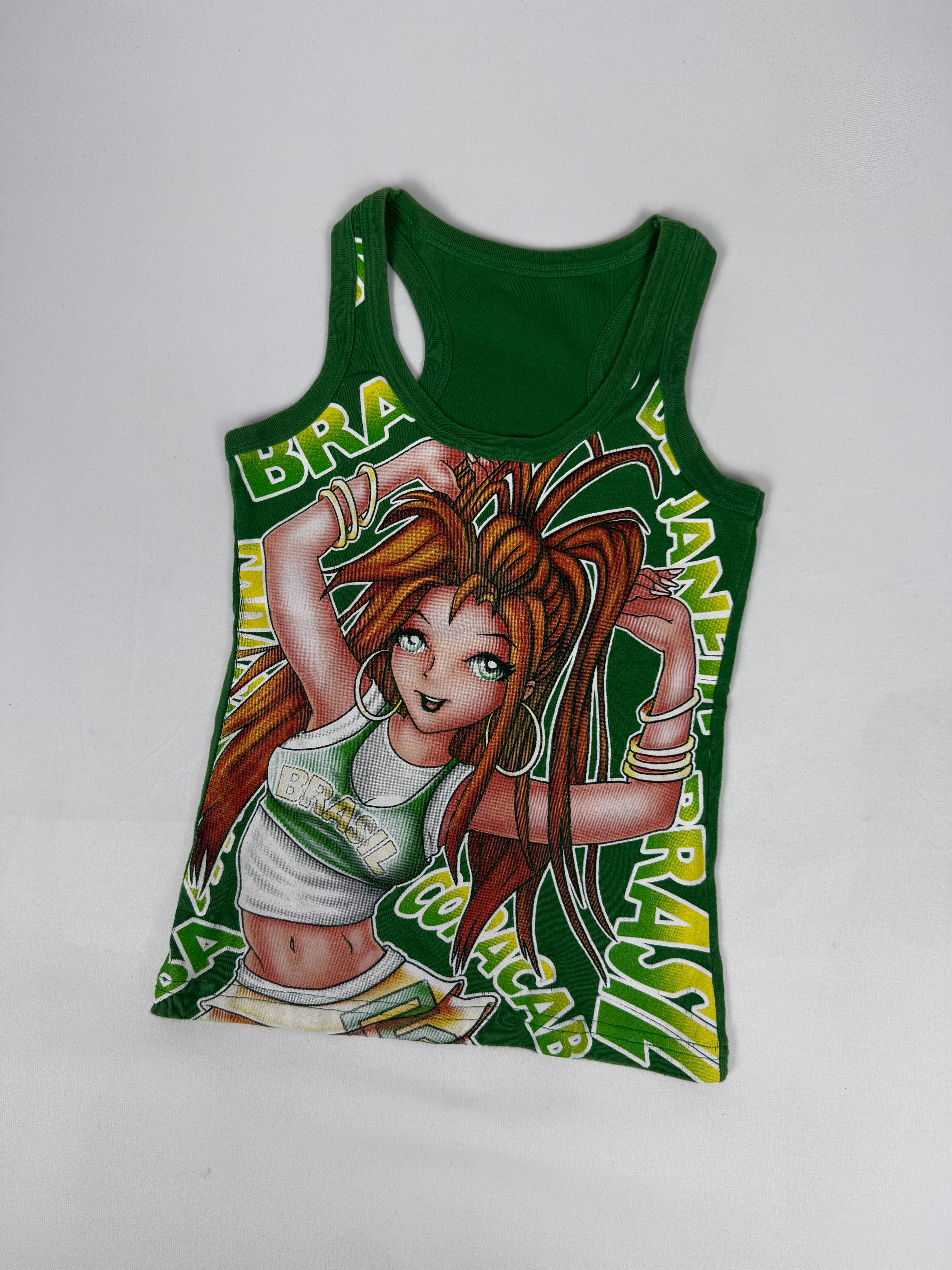 Green graphic Brazil tank top (XS)