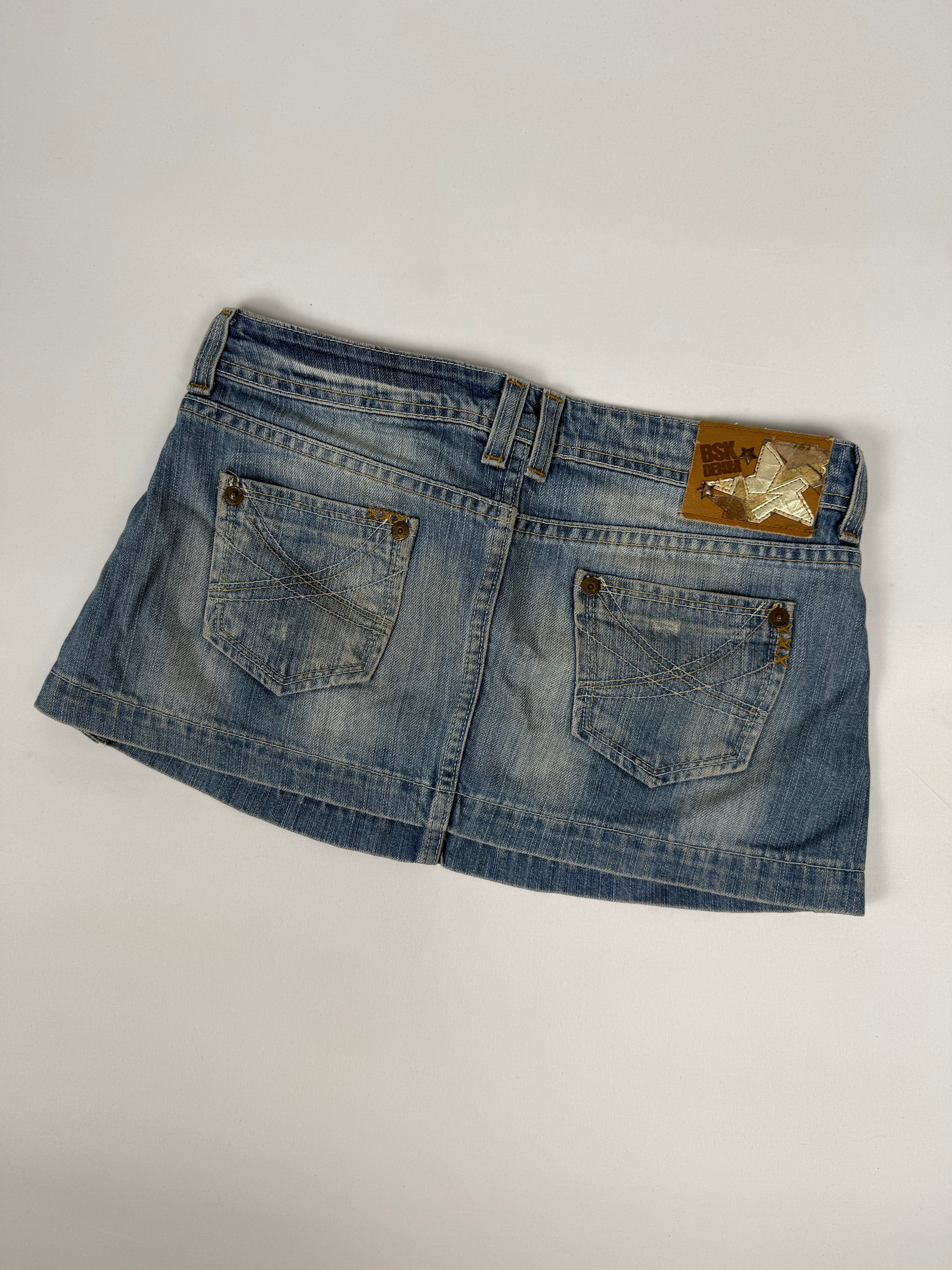 Blue denim low rise mini skirt (M)