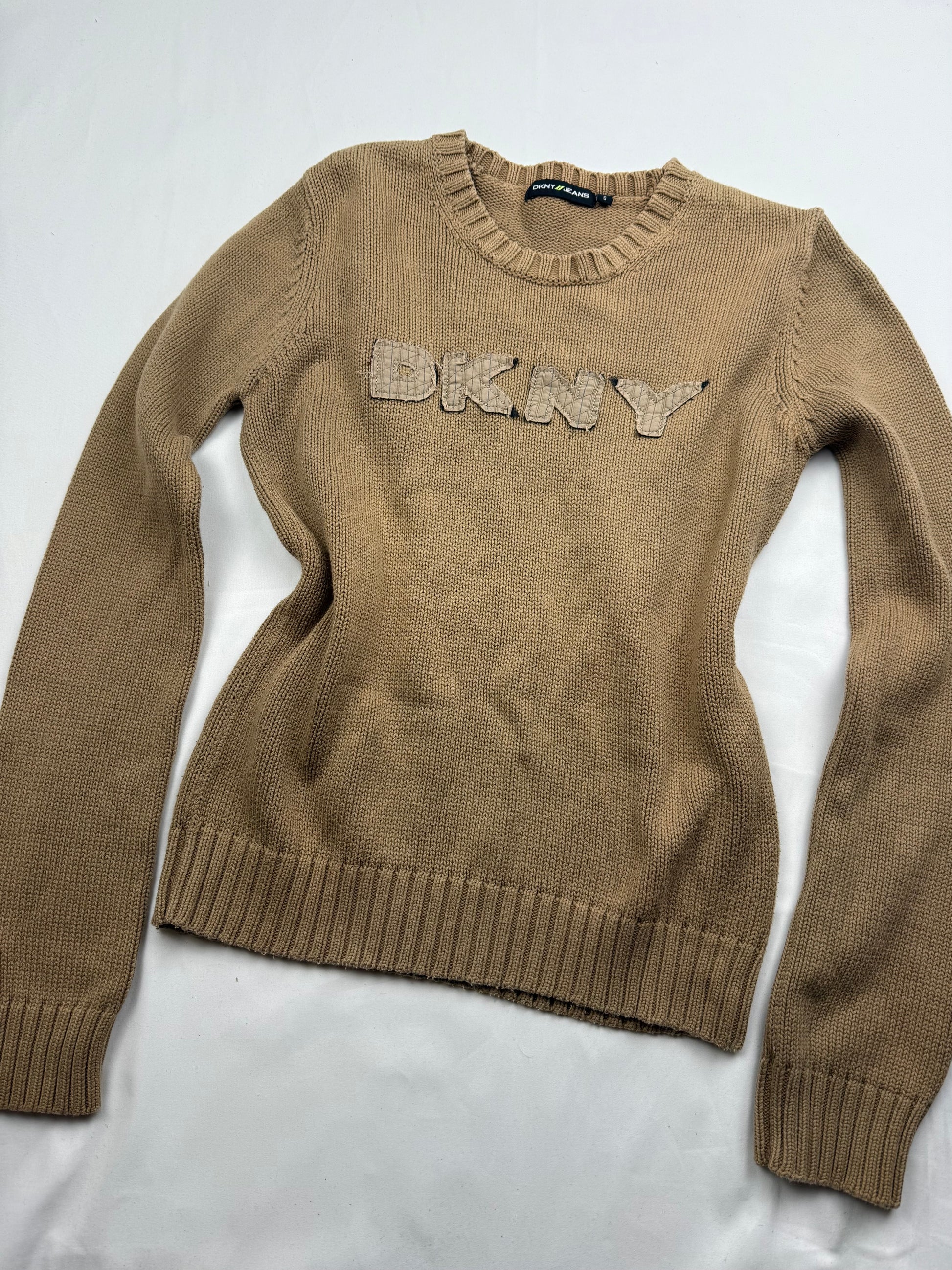 Beige spell out logo cotton jumper (S/M)