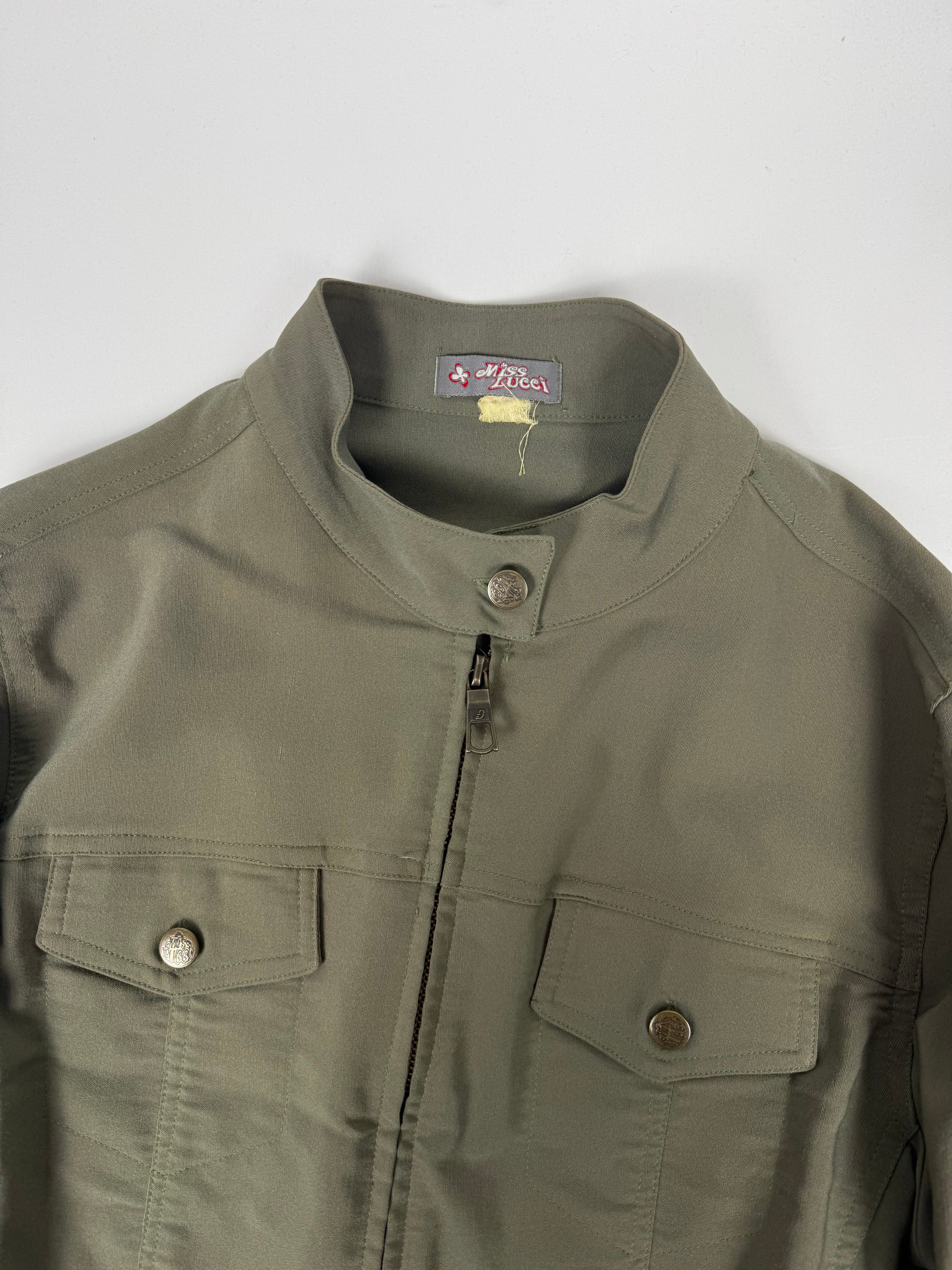 Veste ajustée 100 % coton kaki (L)