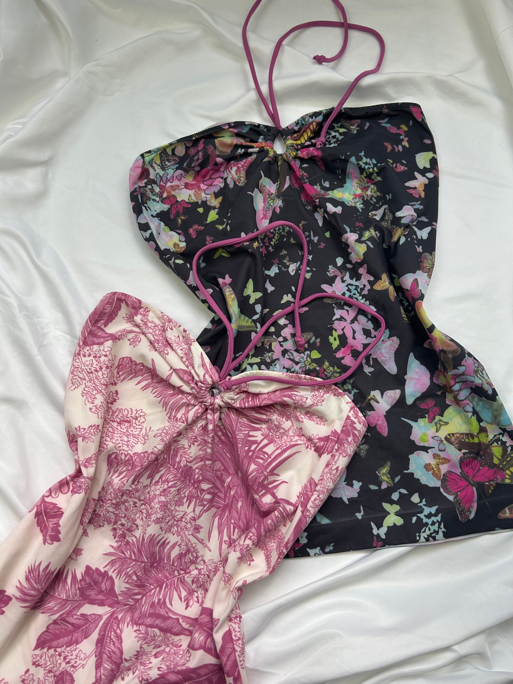 Graphic floral halter top (S/M)