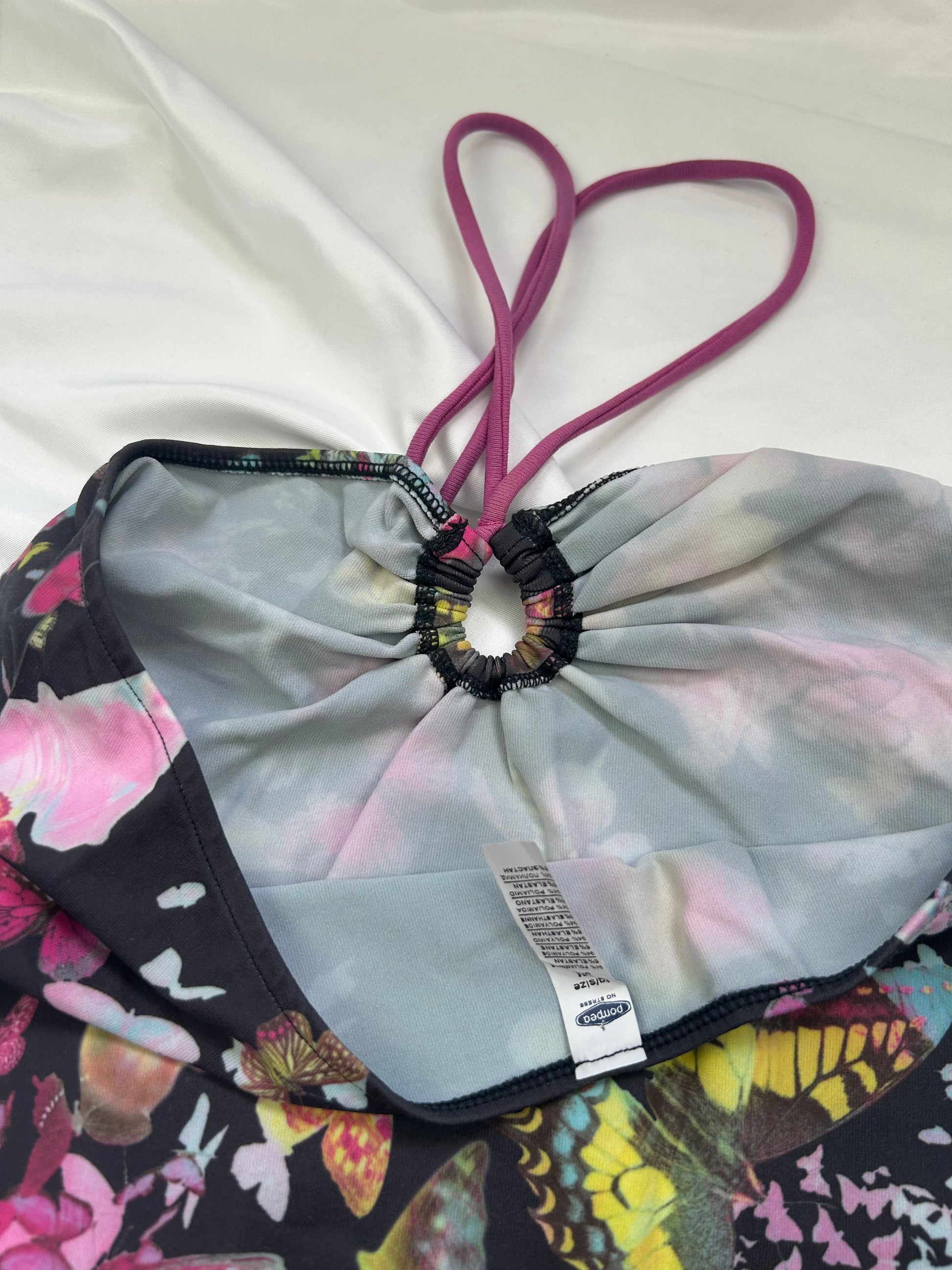Graphic floral halter top (S/M)