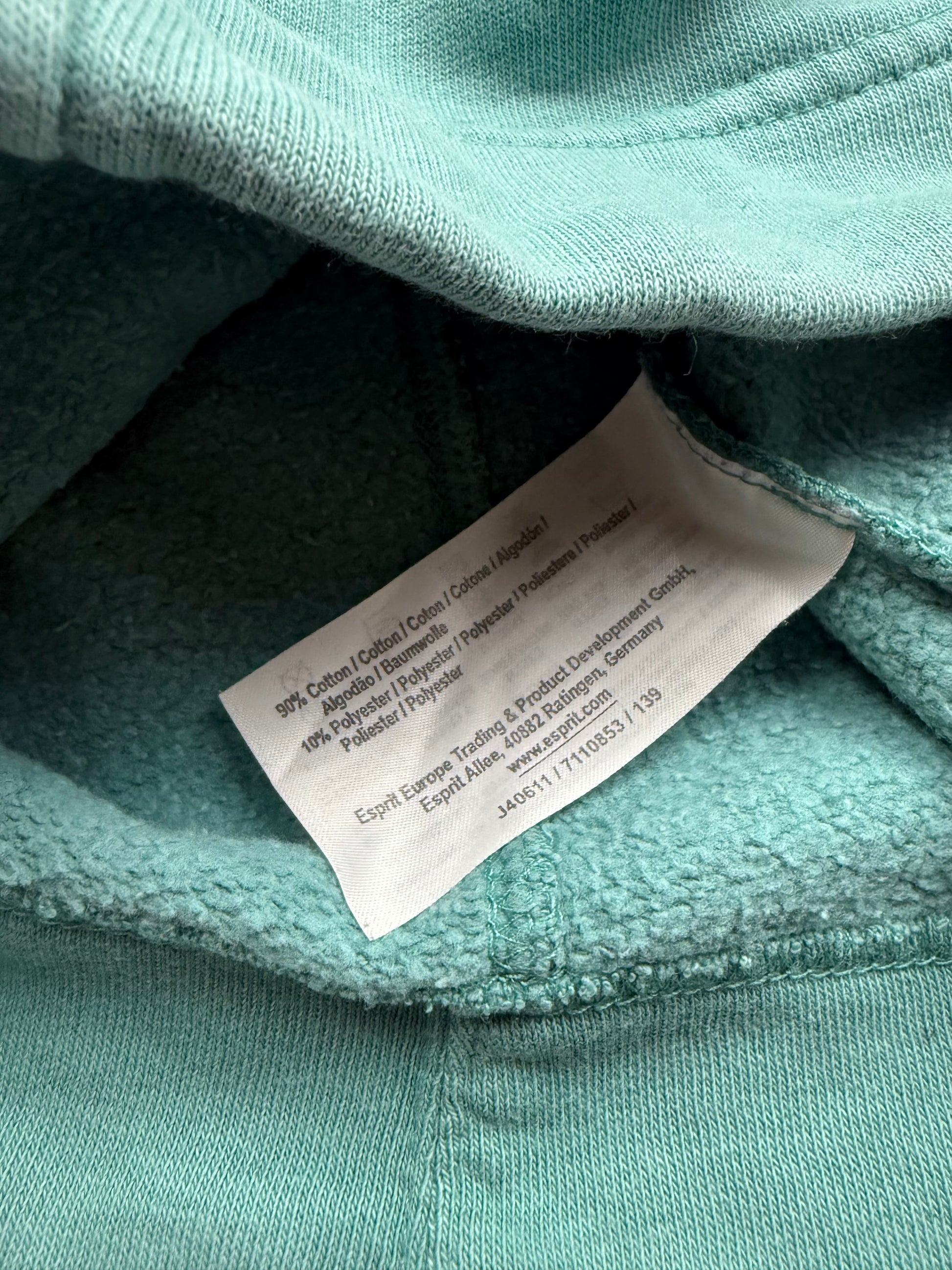 Blue cotton V neck tight fit hoodie (S)