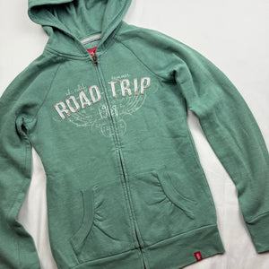 Blue cotton zip up tight fit hoodie (XS)