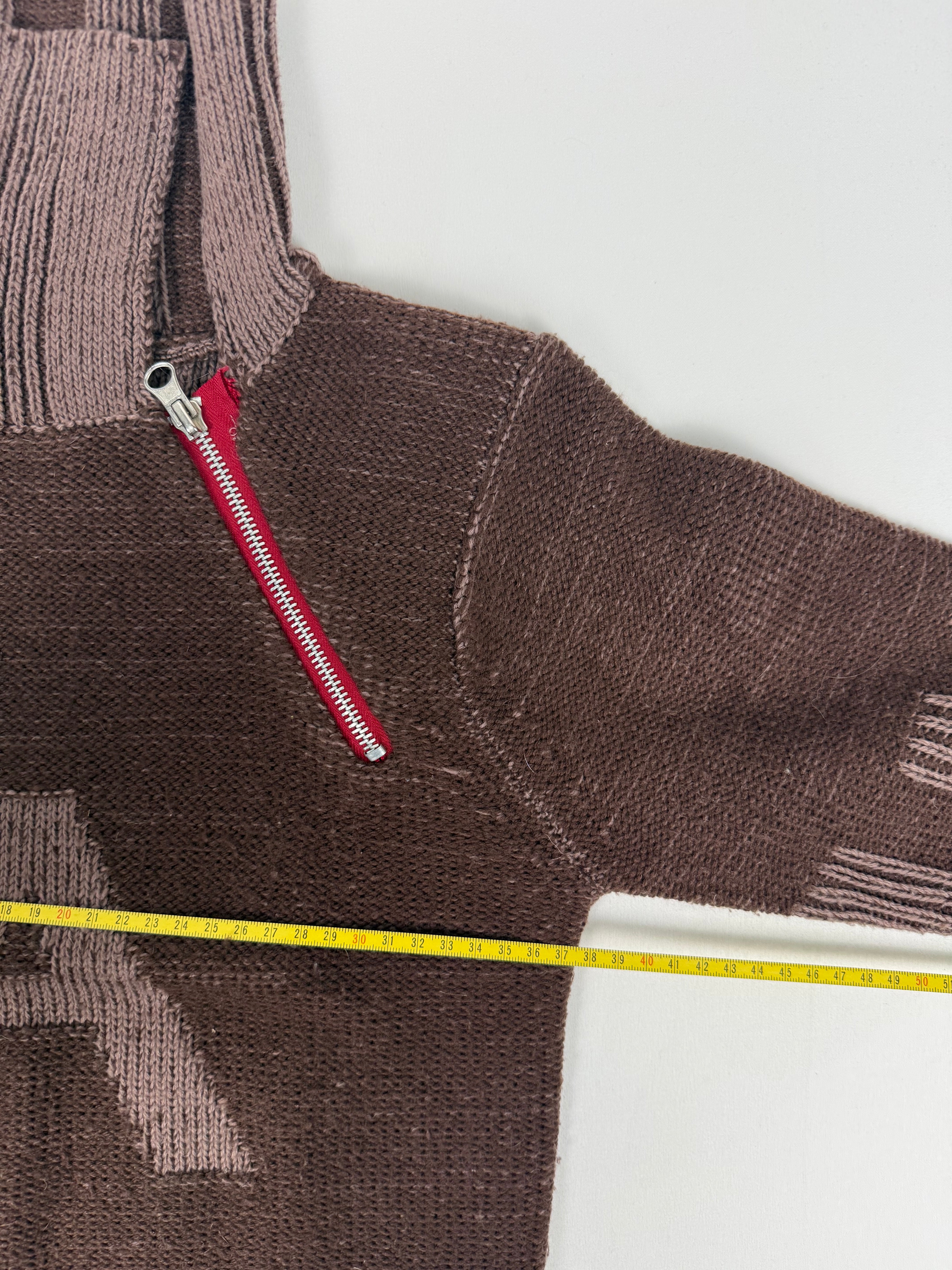 Brown knitted zip up jumper (S)