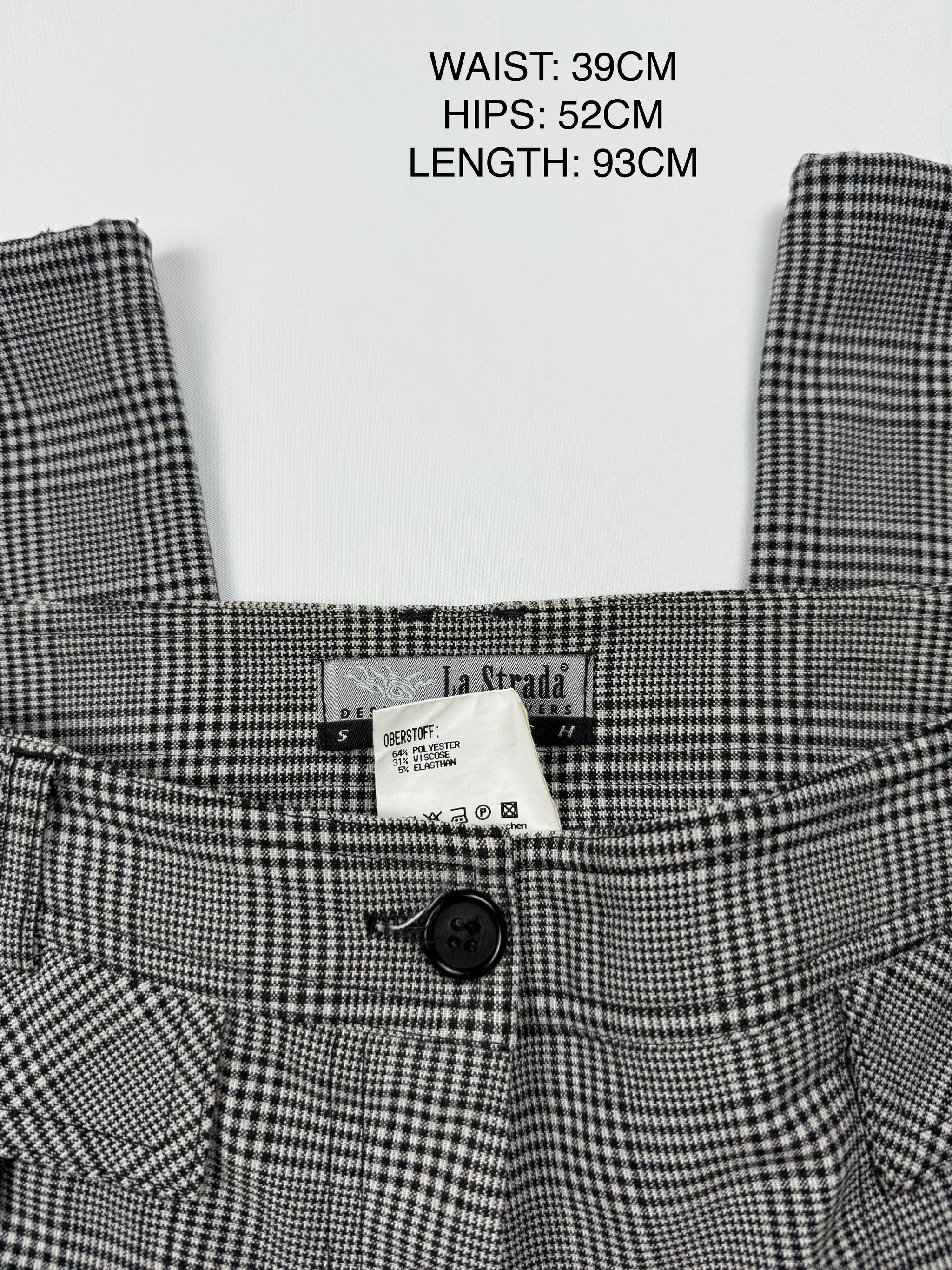 Grey check print low rise baggy pants (M)