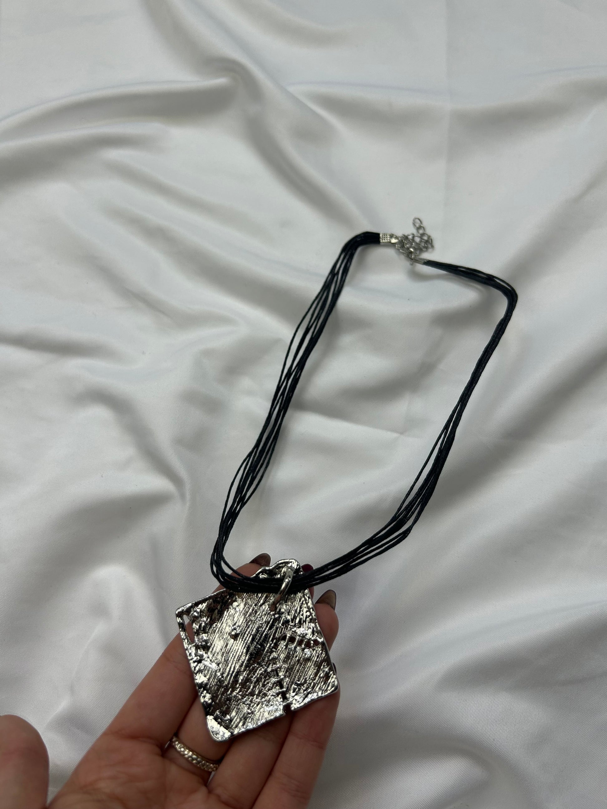 Boho pendant cord necklace + earrings set