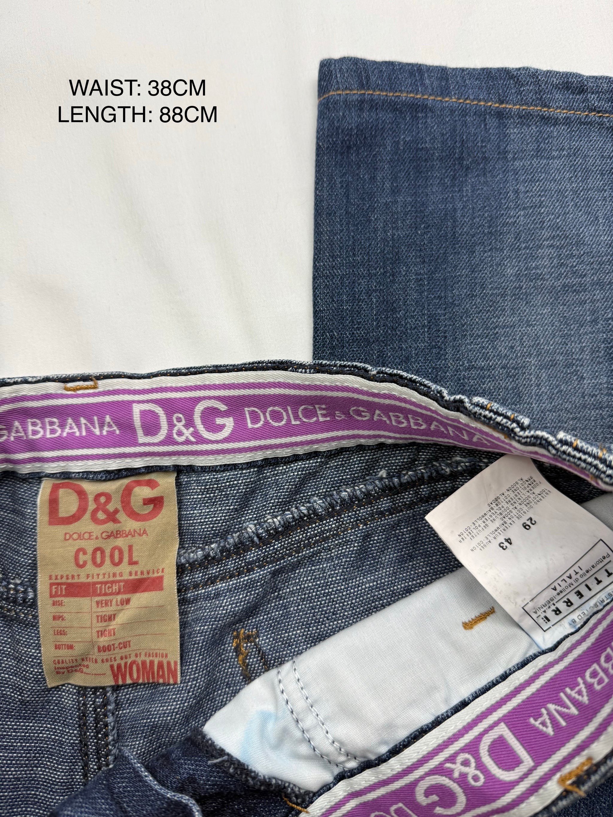 Blue denim low rise straight legs pants (S)