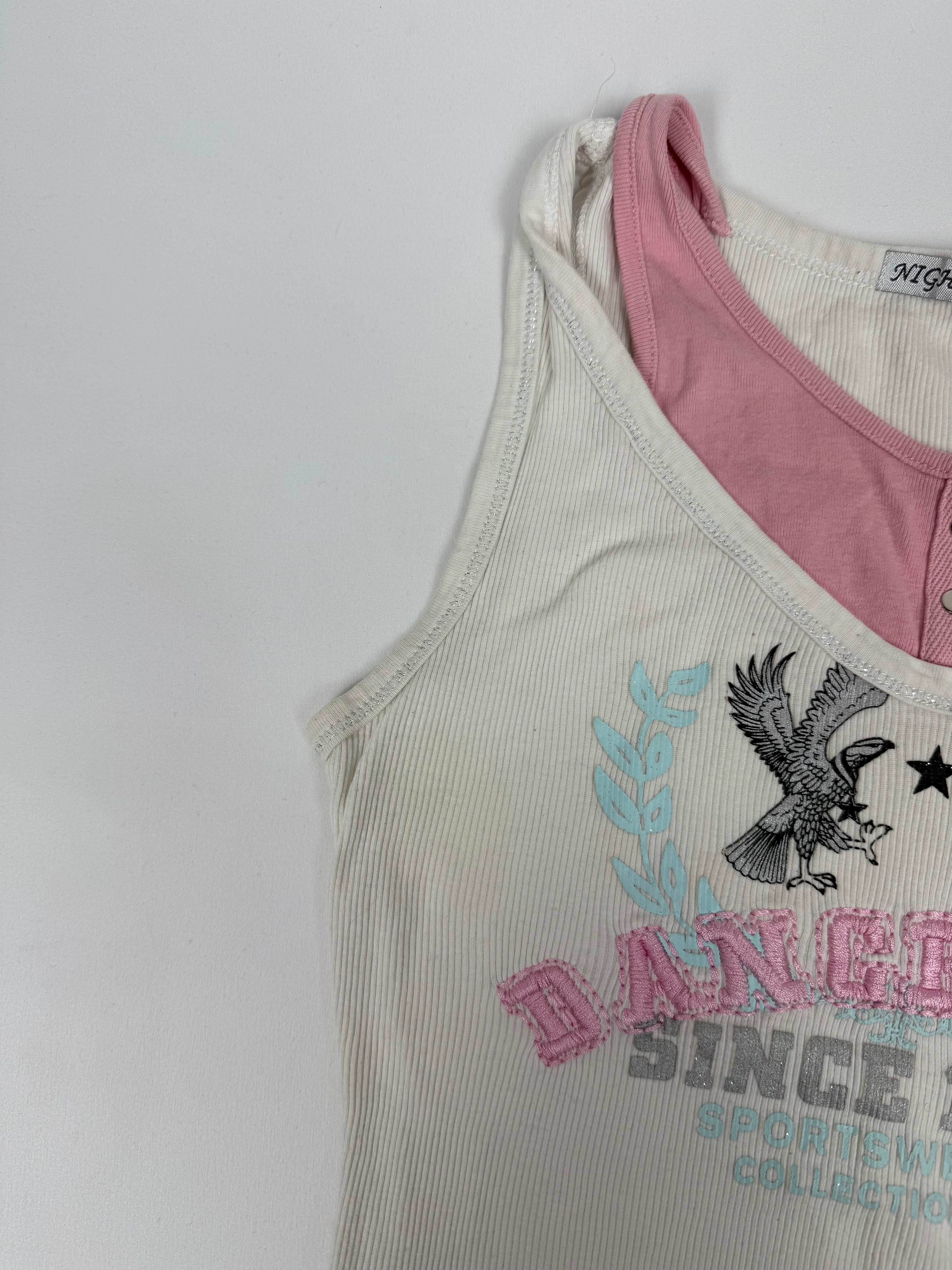 White 100% cotton layer top (S)