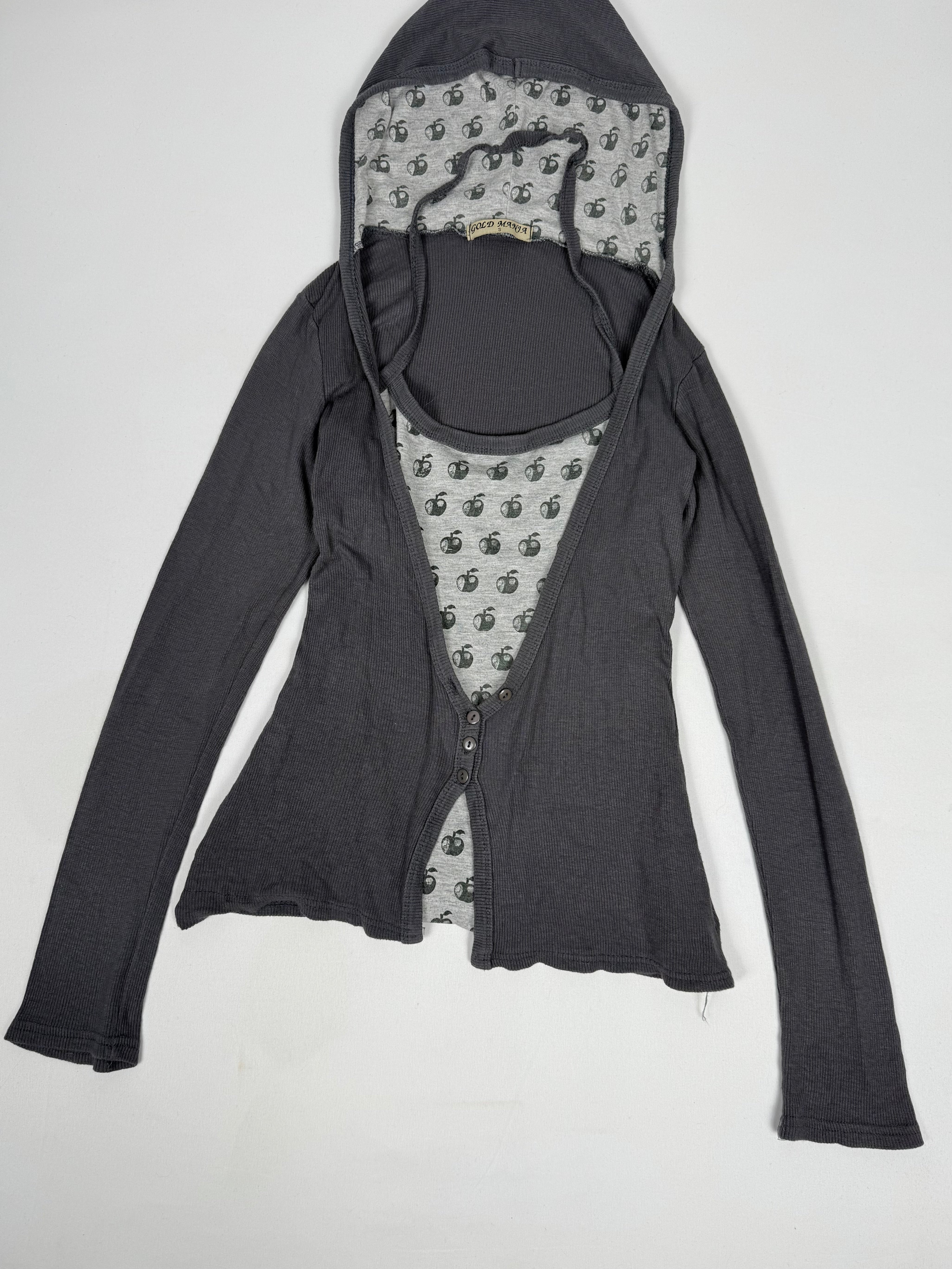 Grey ultra stretchy hooded top (S)