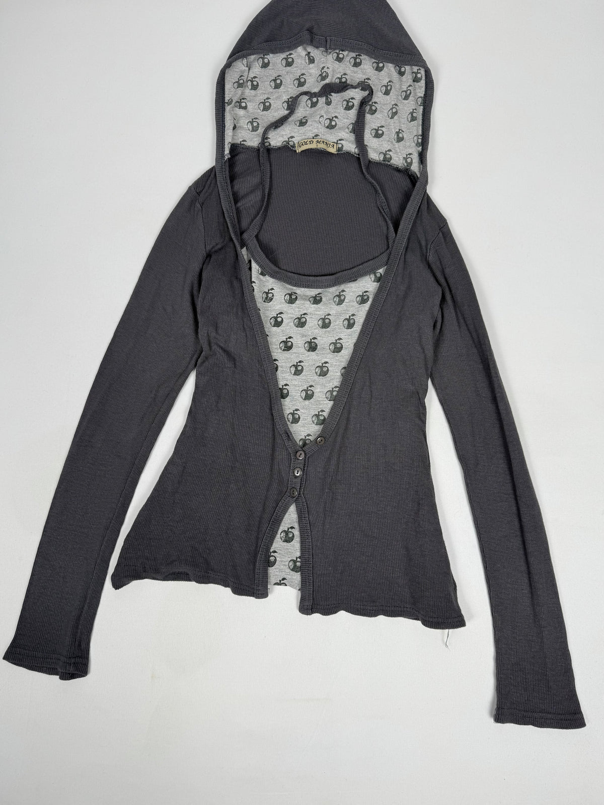 Grey ultra stretchy hooded top (S)