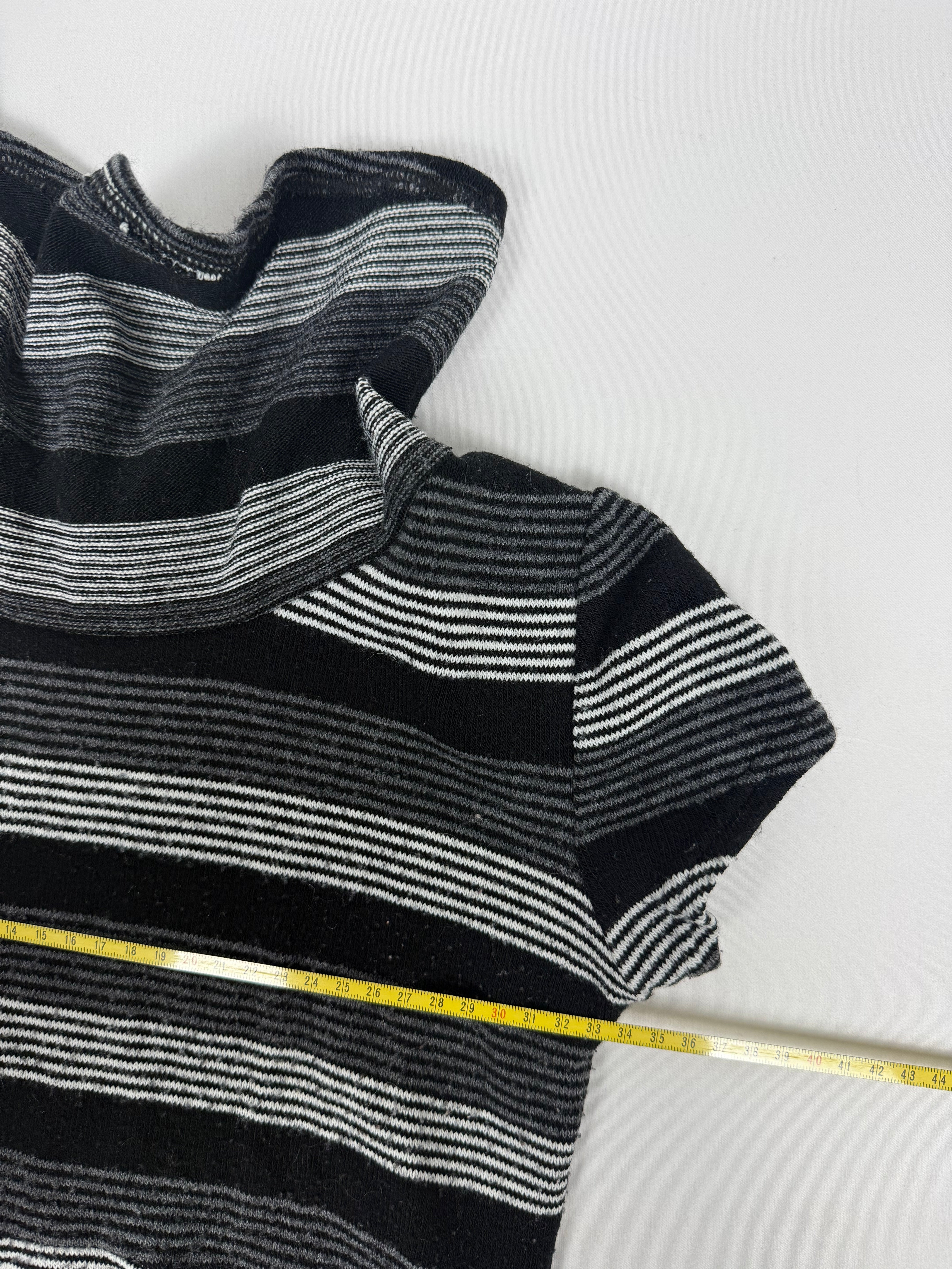 Black striped turtleneck short sleeves jumper (S)