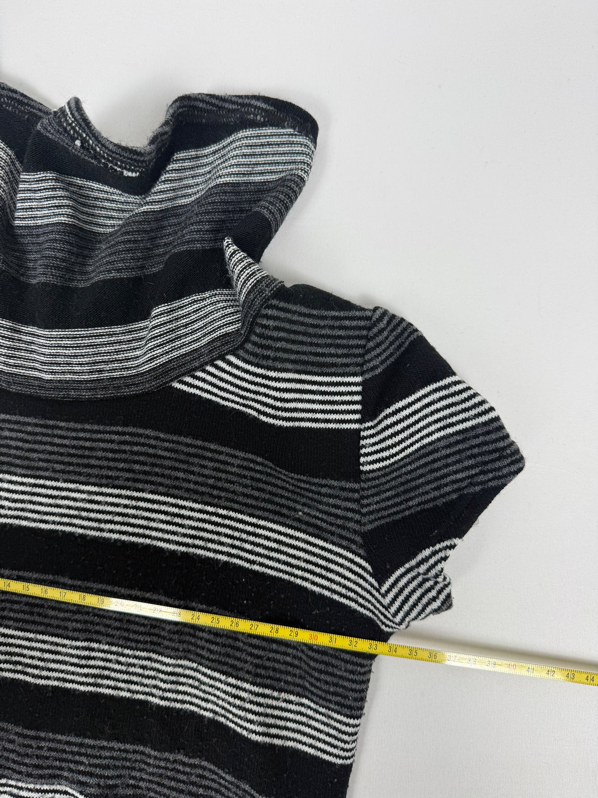 Black striped turtleneck short sleeves jumper (S)