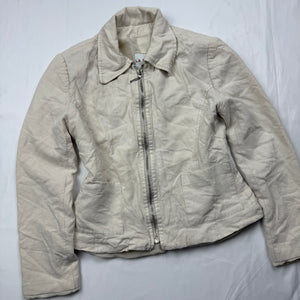 Cream zip up office blazer jacket (S)