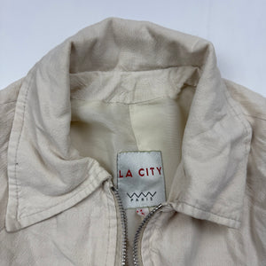 Cream zip up office blazer jacket (S)