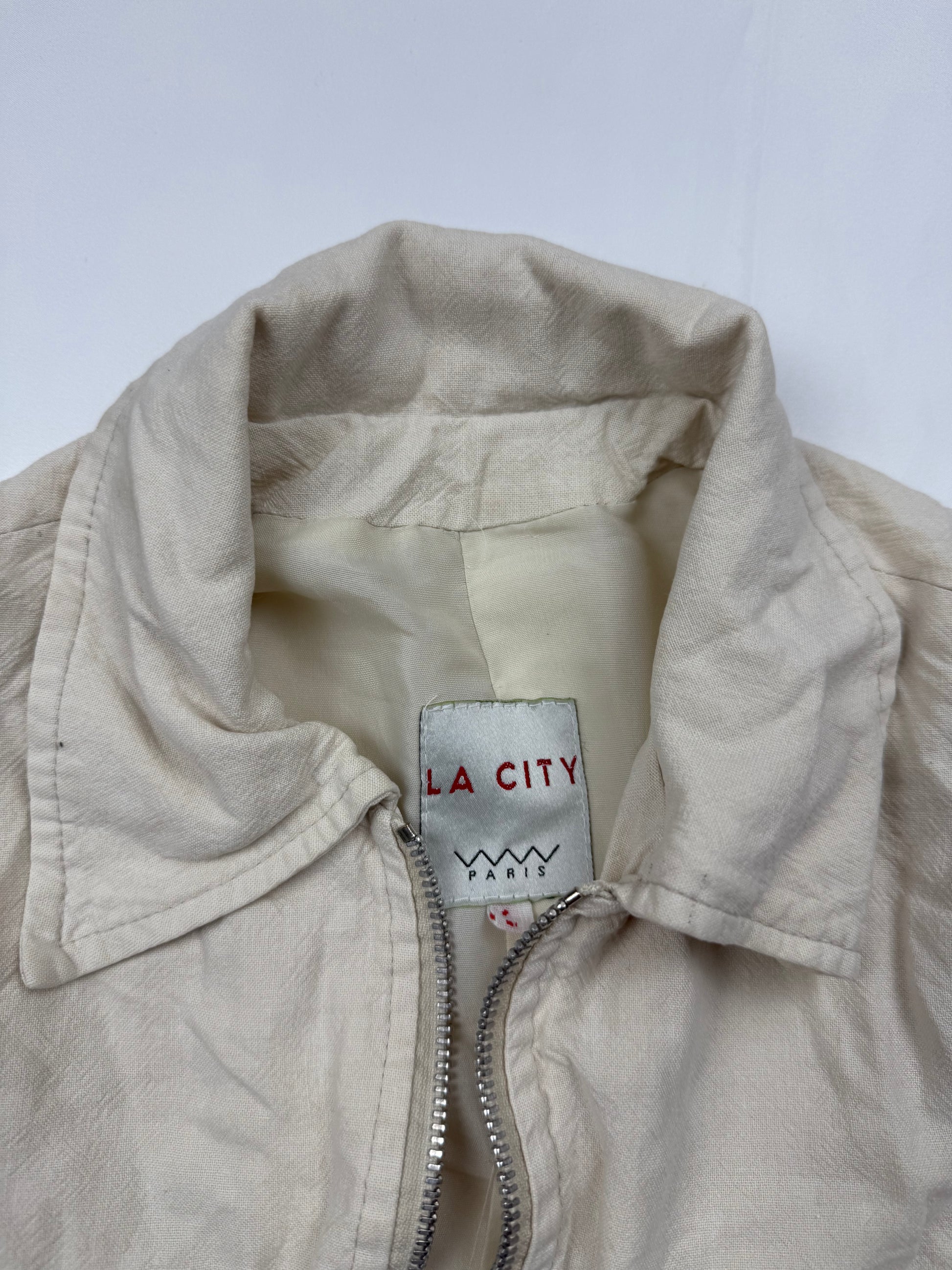 Cream zip up office blazer jacket (S)