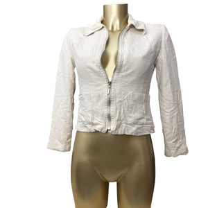 Cream zip up office blazer jacket (S)