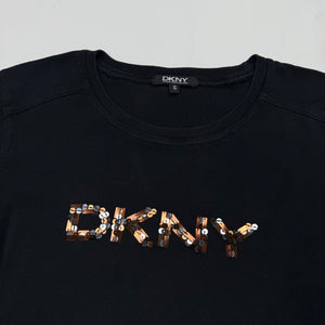 Black sequins logo baby tee (S)