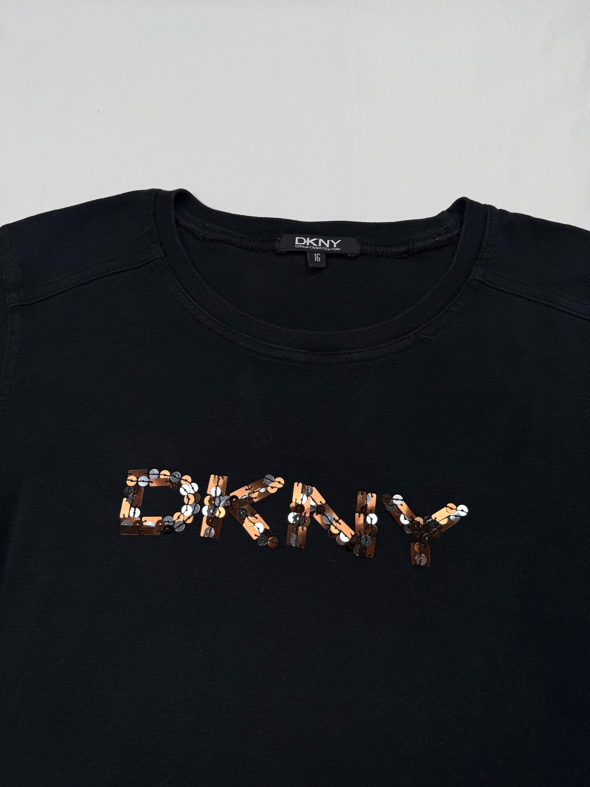 Black sequins logo baby tee (S)