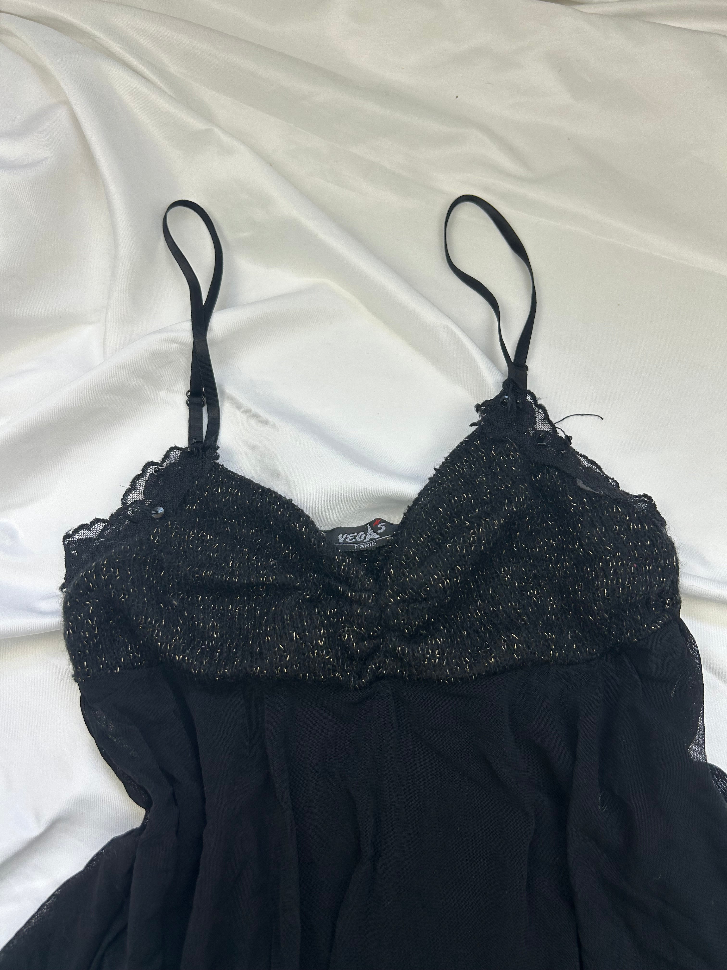 Black mesh asymmetric top (S)