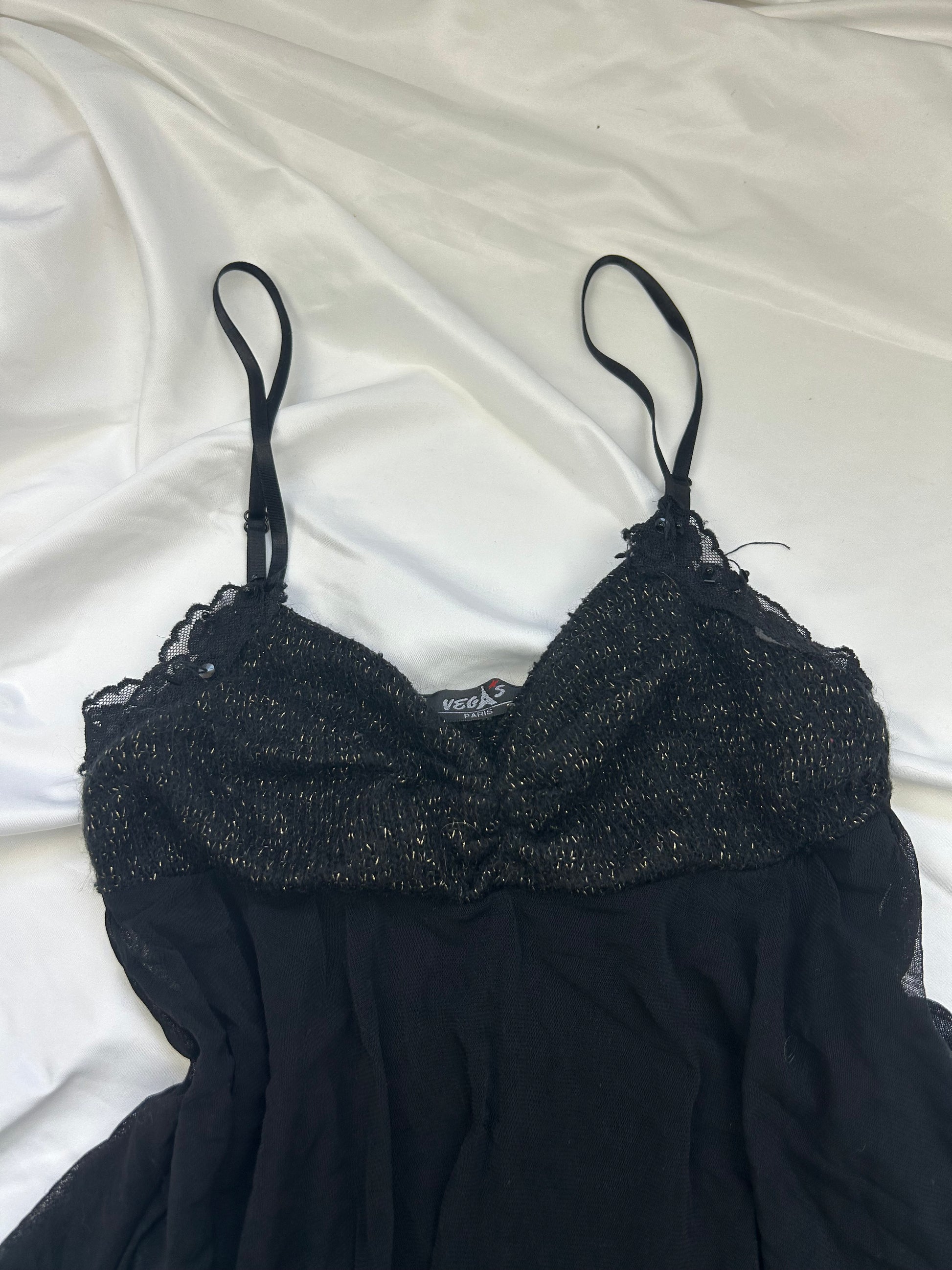 Black mesh asymmetric top (S)