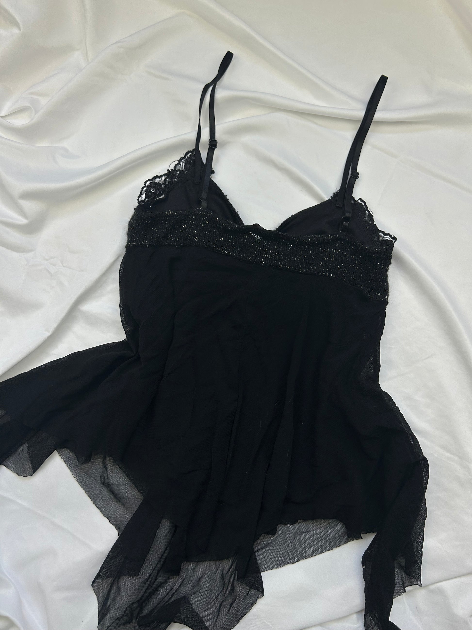 Black mesh asymmetric top (S)