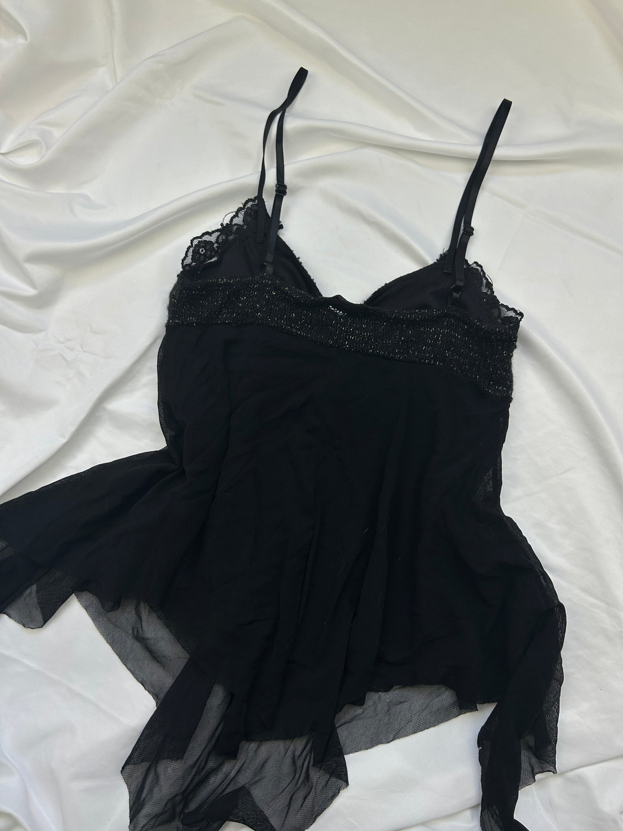 Black mesh asymmetric top (S)