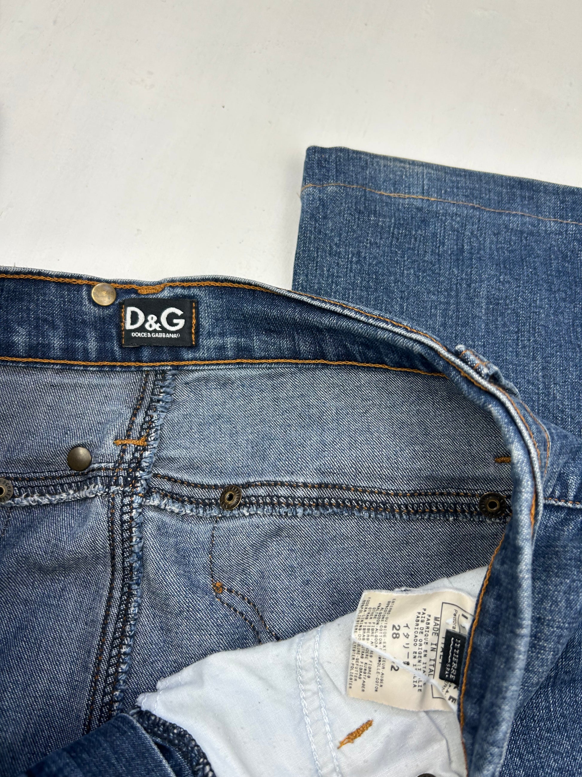 Blue low waist denim bootcut pants (S)