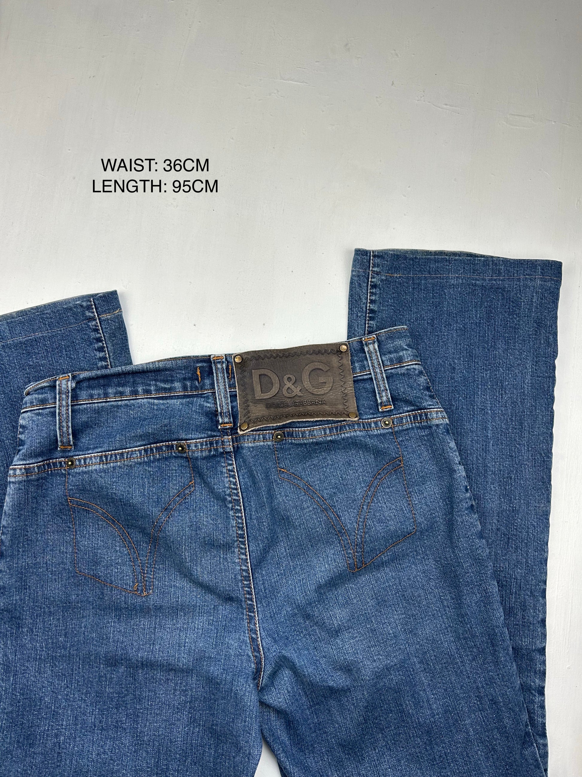 Blue low waist denim bootcut pants (S)