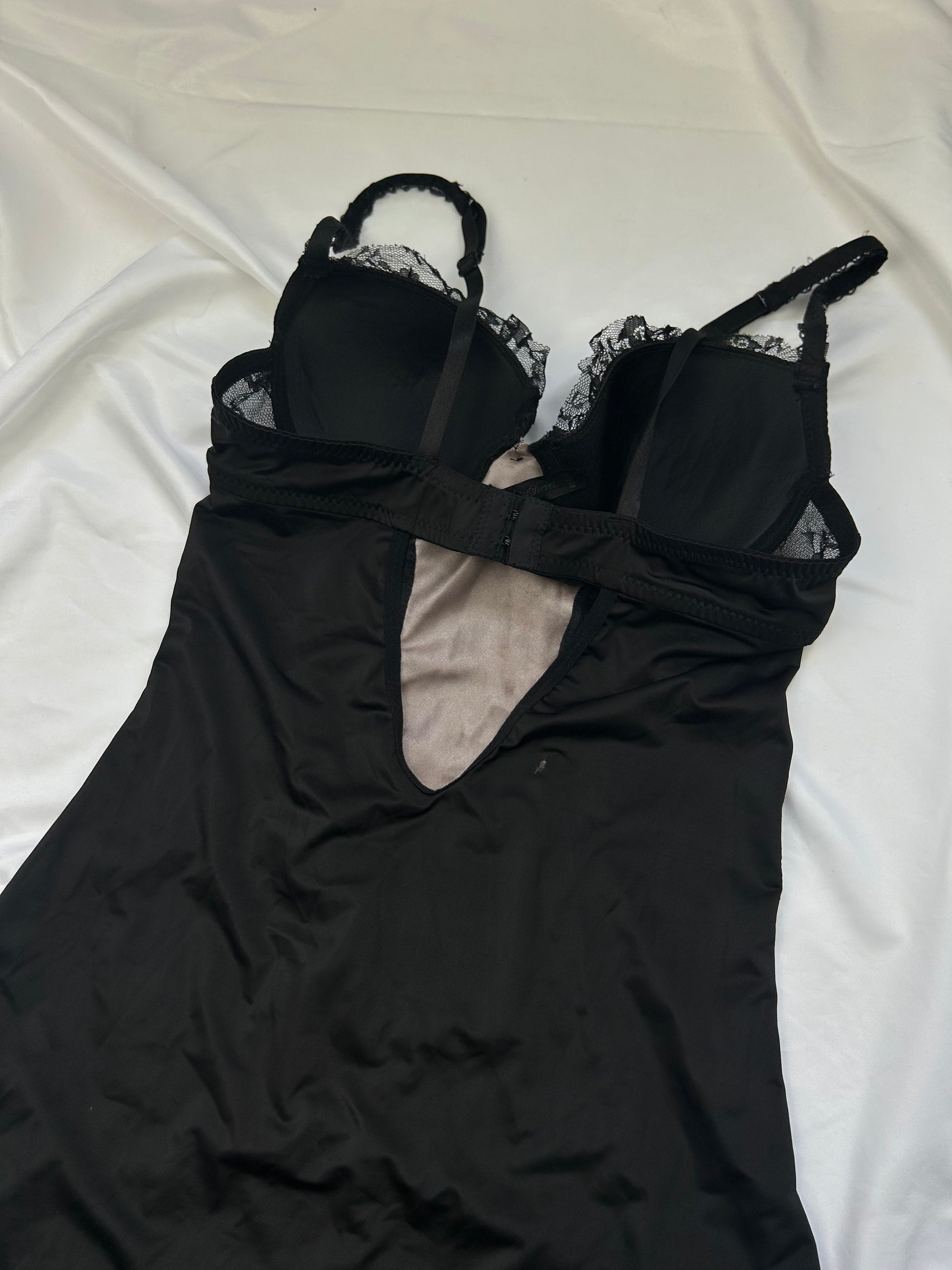 Black mesh corset babydoll mini dress (S)