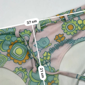 Baby pink floral low waist shorty bikini bottom (XL)
