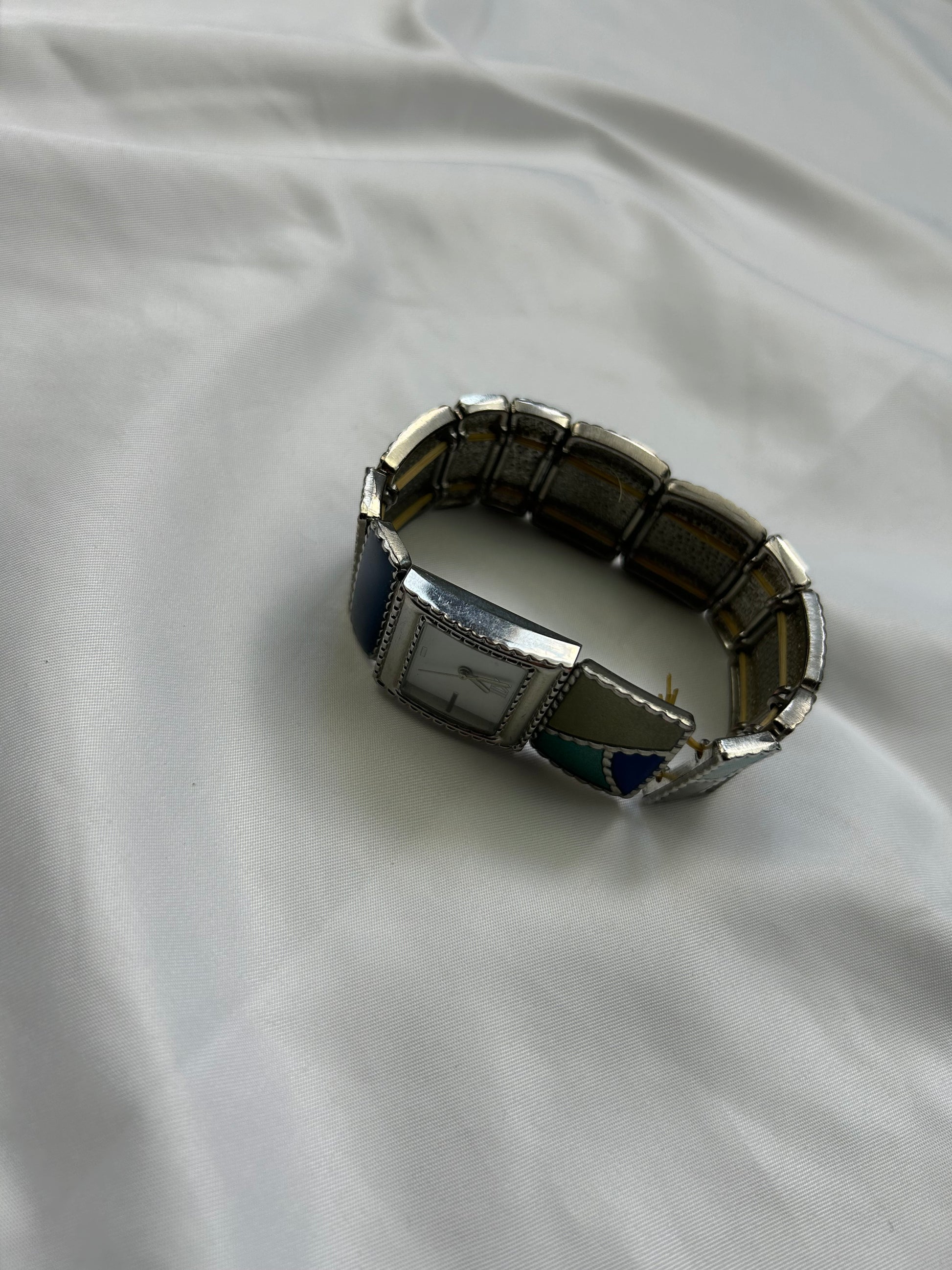 Vintage blue inox bracelet jewelry watch